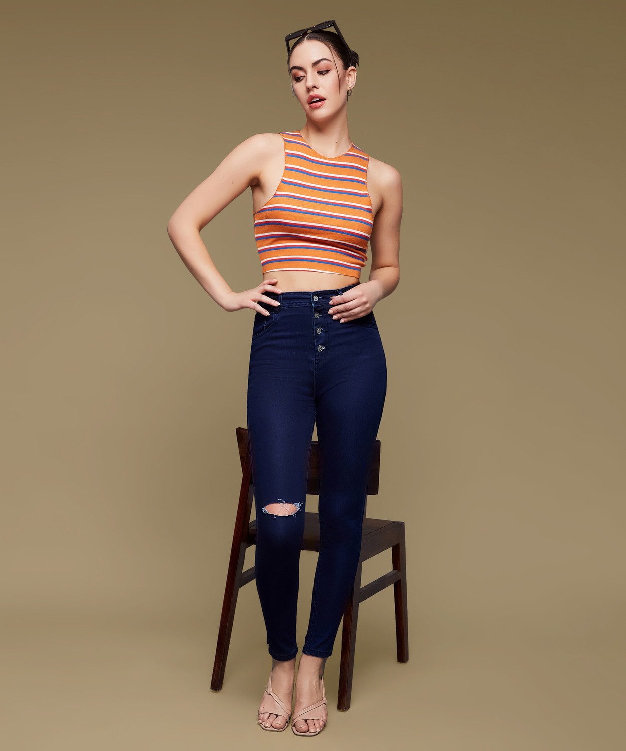 Image of Miss Chase Skinny Women Dark Blue Jeans