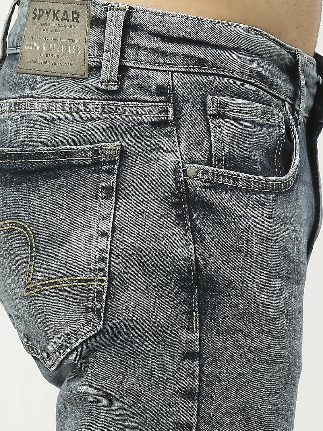 Image of Spykar Slim Men Grey Jeans