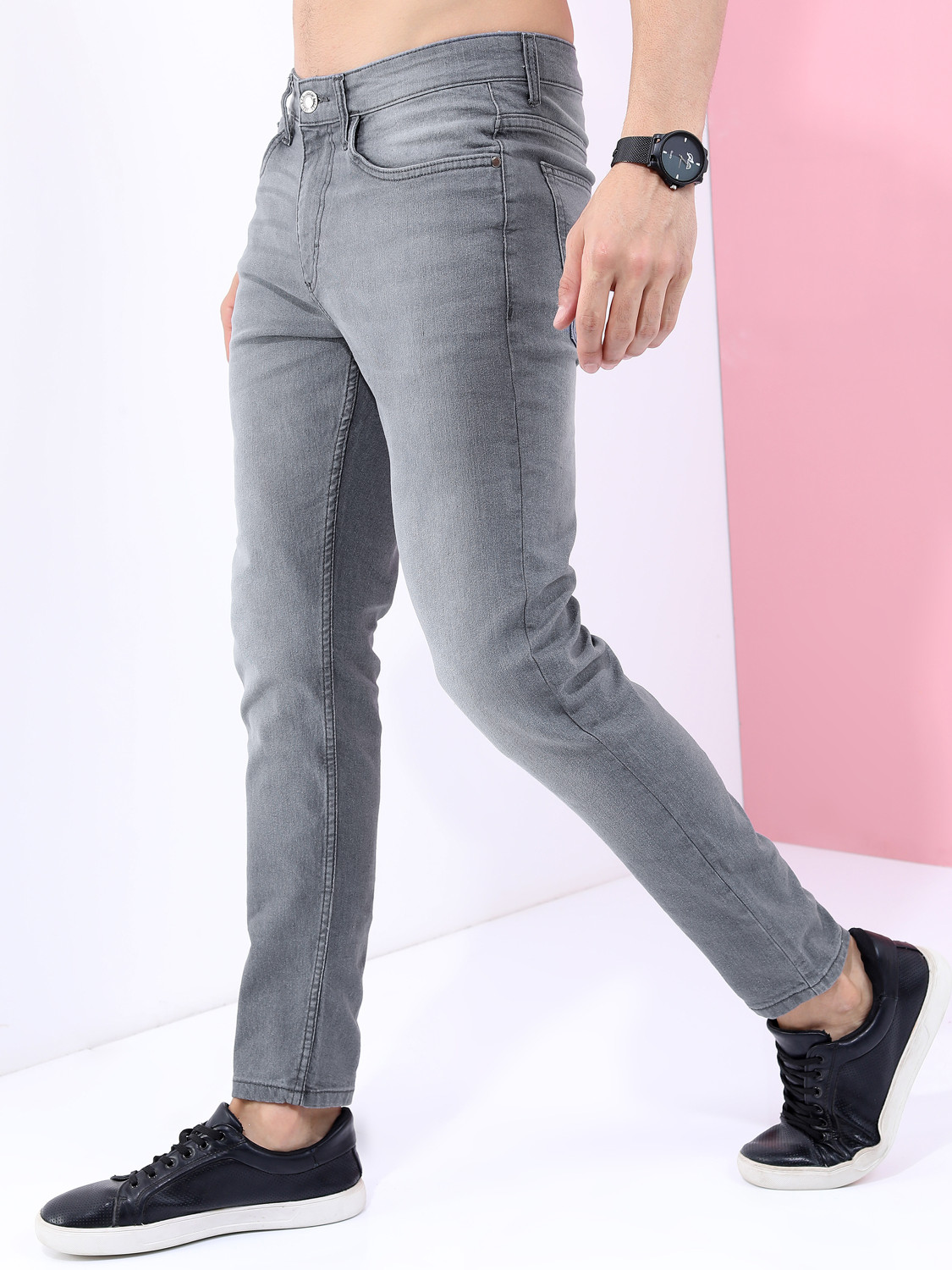 Image of HIGHLANDER Tapered Fit Men Grey Jeans
