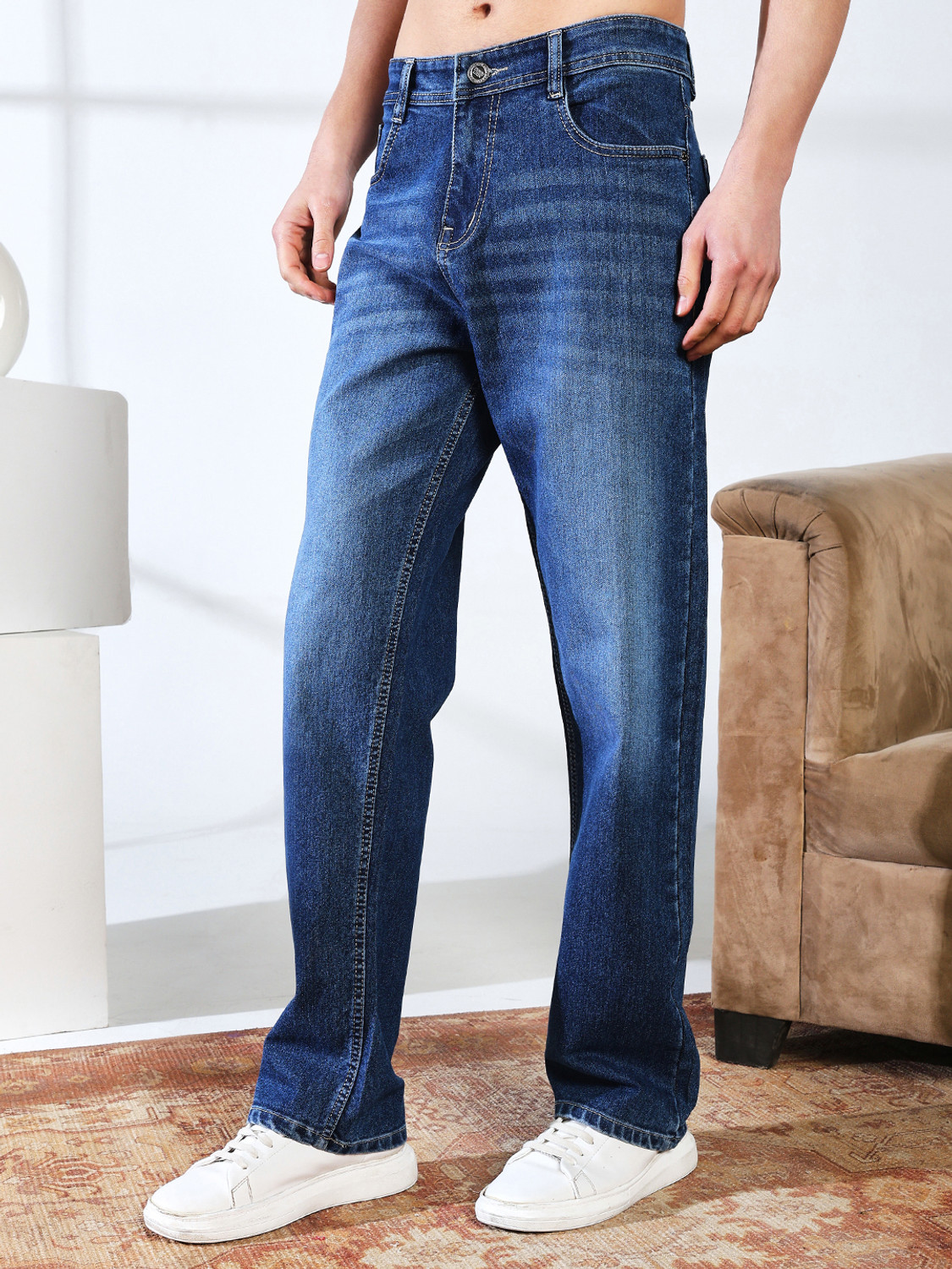 Image of DENIM LOOK Loose Fit Men Blue Jeans