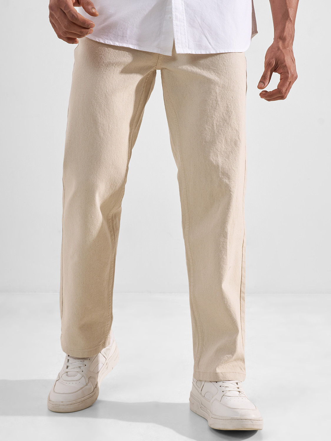 Image of HIGHLANDER Straight Fit Men Beige Jeans