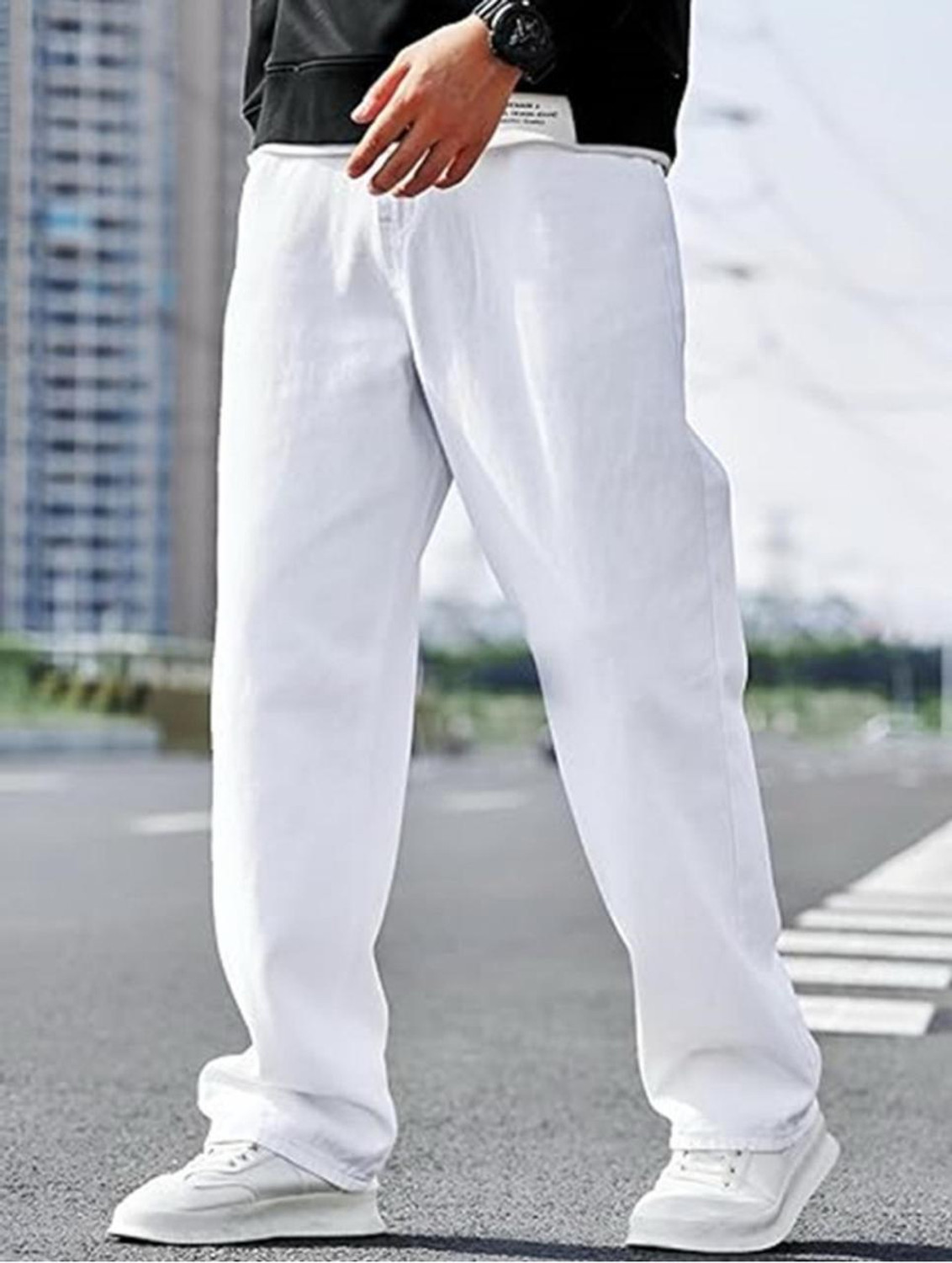 Image of DASHING FIT Boyfriend Men White Jeans