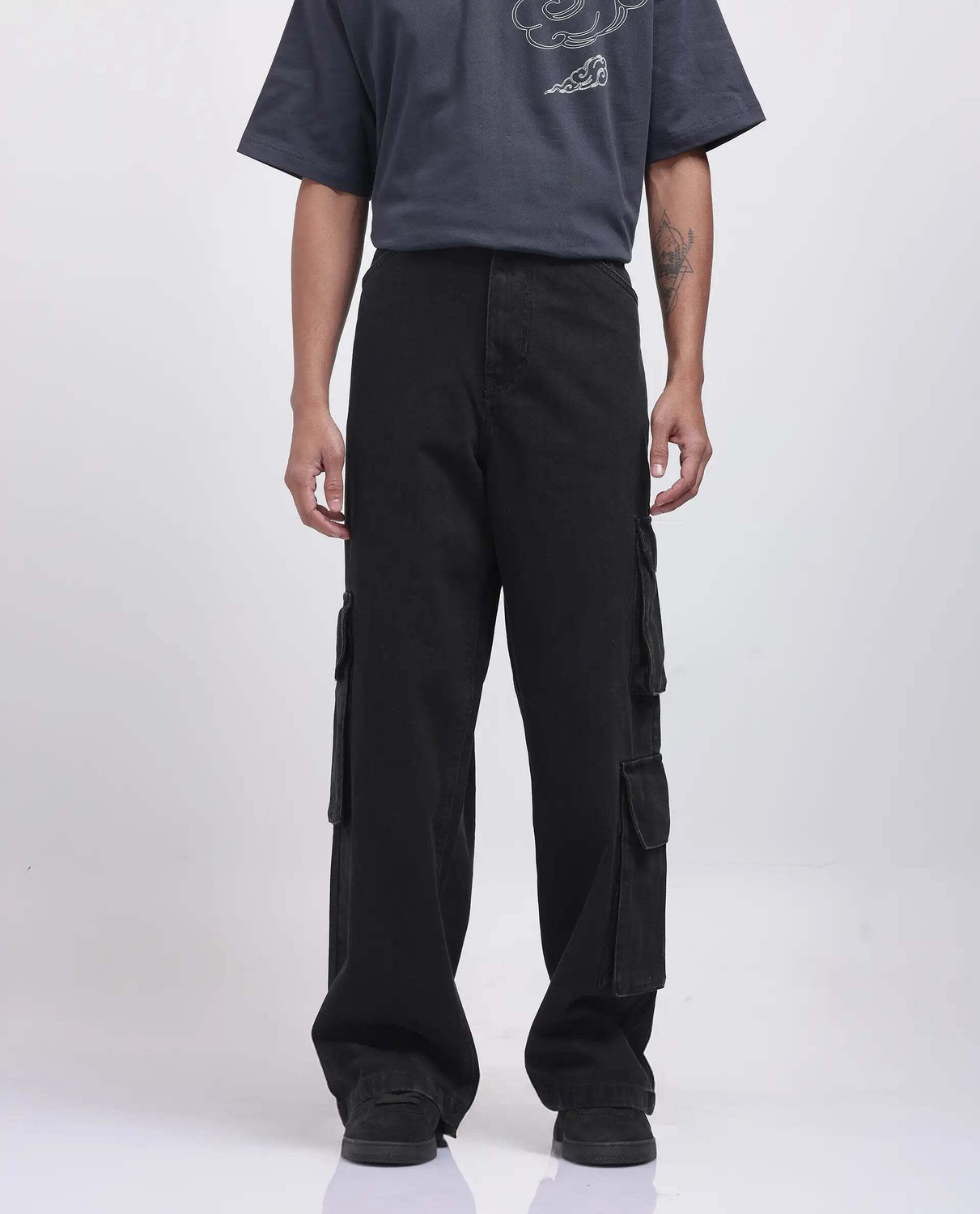 Image of RARE RABBIT Loose Fit Men Black Jeans