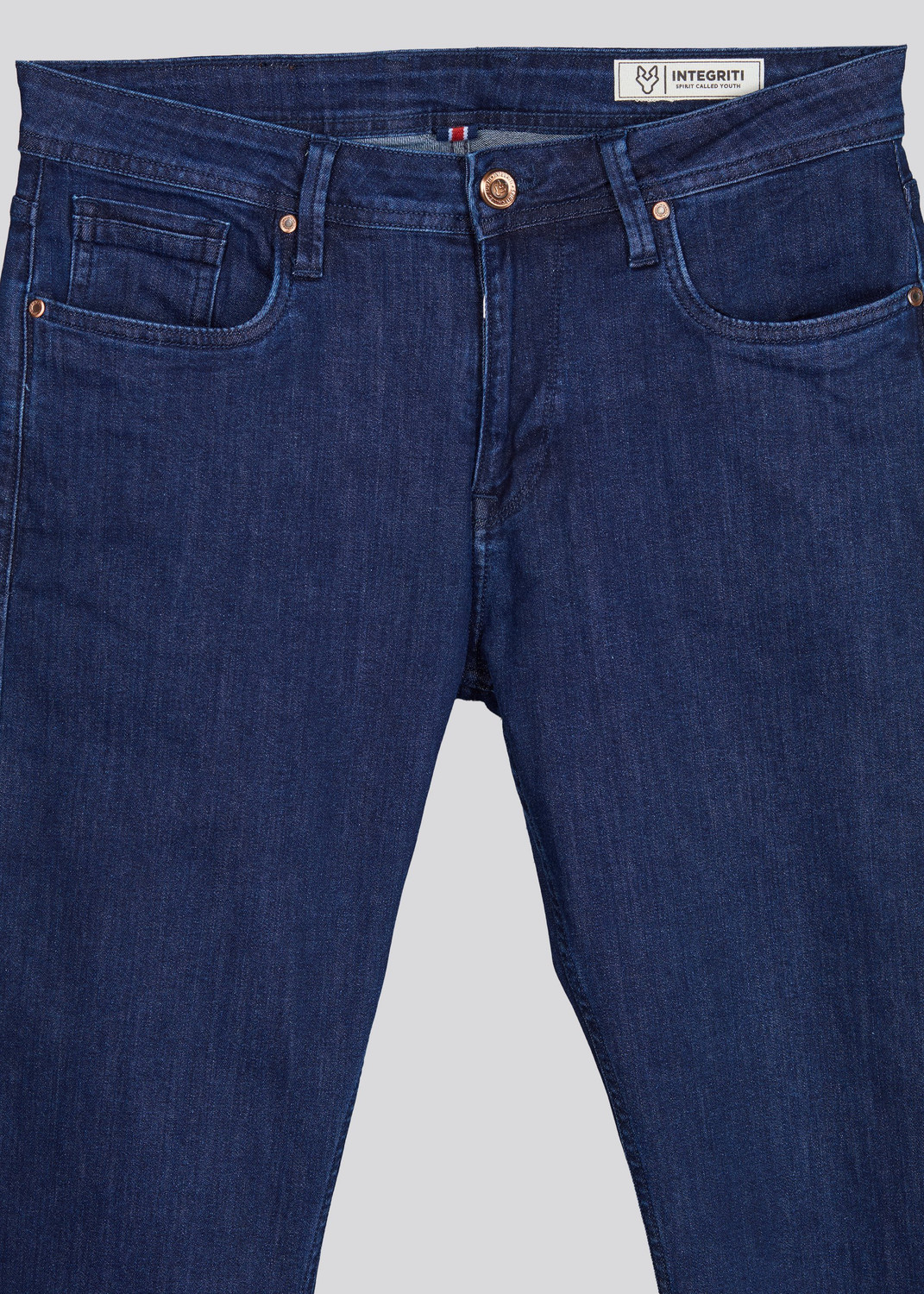 Image of INTEGRITI Men Straight Fit Mid Rise Dark Blue Jeans