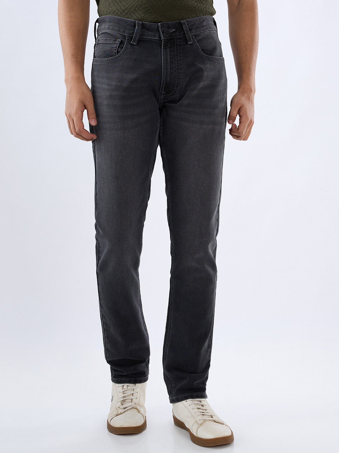 Image of Spykar Regular Men Grey Jeans