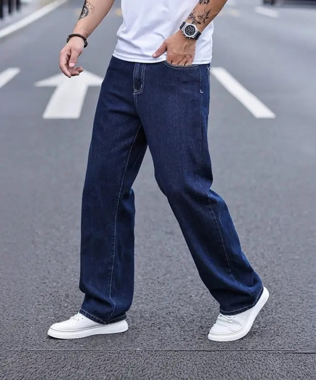Image of JAARA Loose Fit Men Dark Blue Jeans