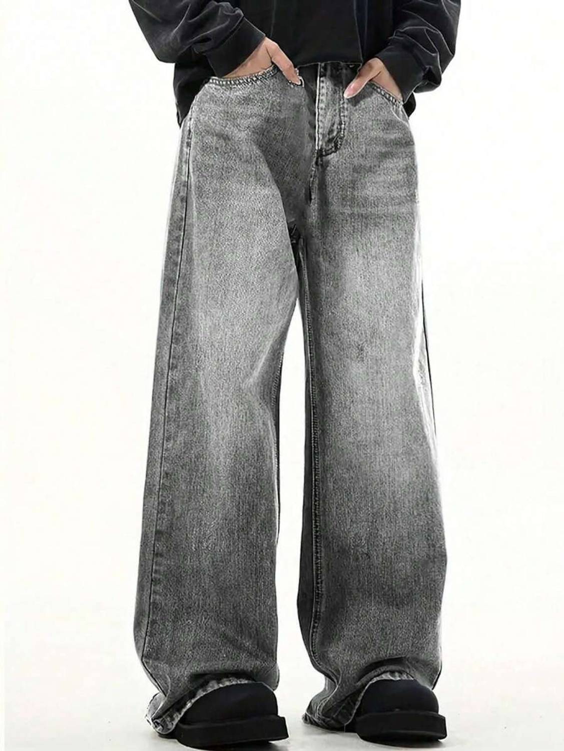 YAMEETFIT Straight Fit Men Grey Jeans - Image 1