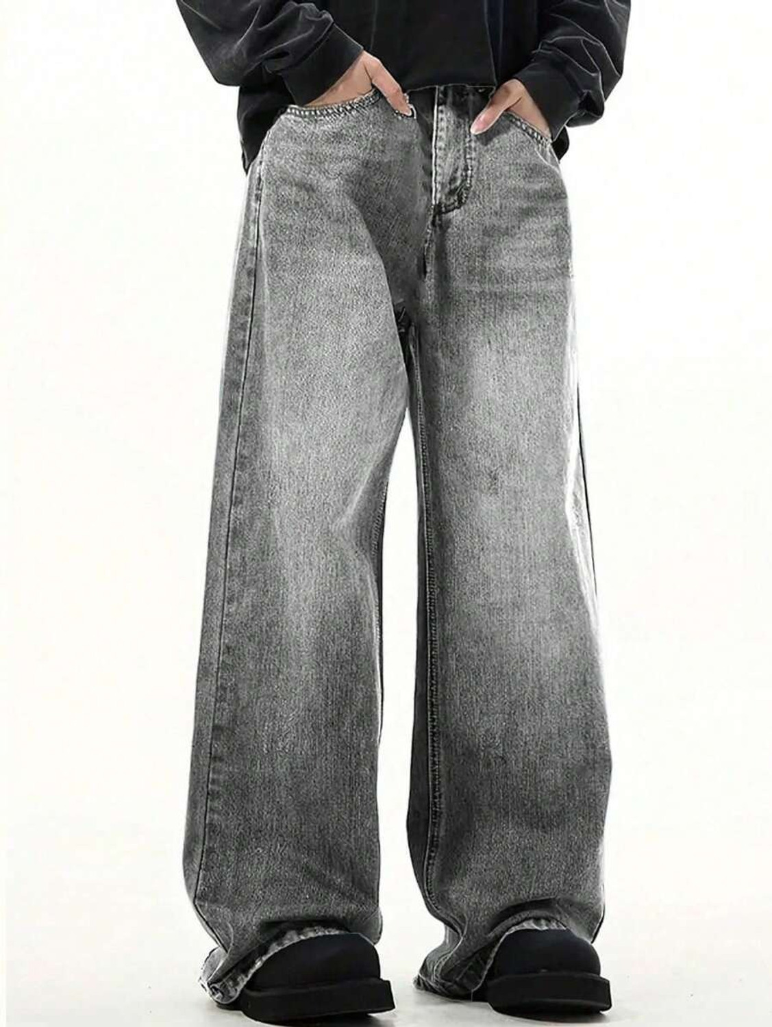 Image of YAMEETFIT Straight Fit Men Grey Jeans