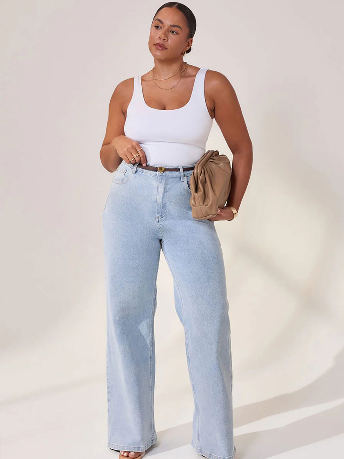 Image of KOTTY Women Flared High Rise Blue Jeans