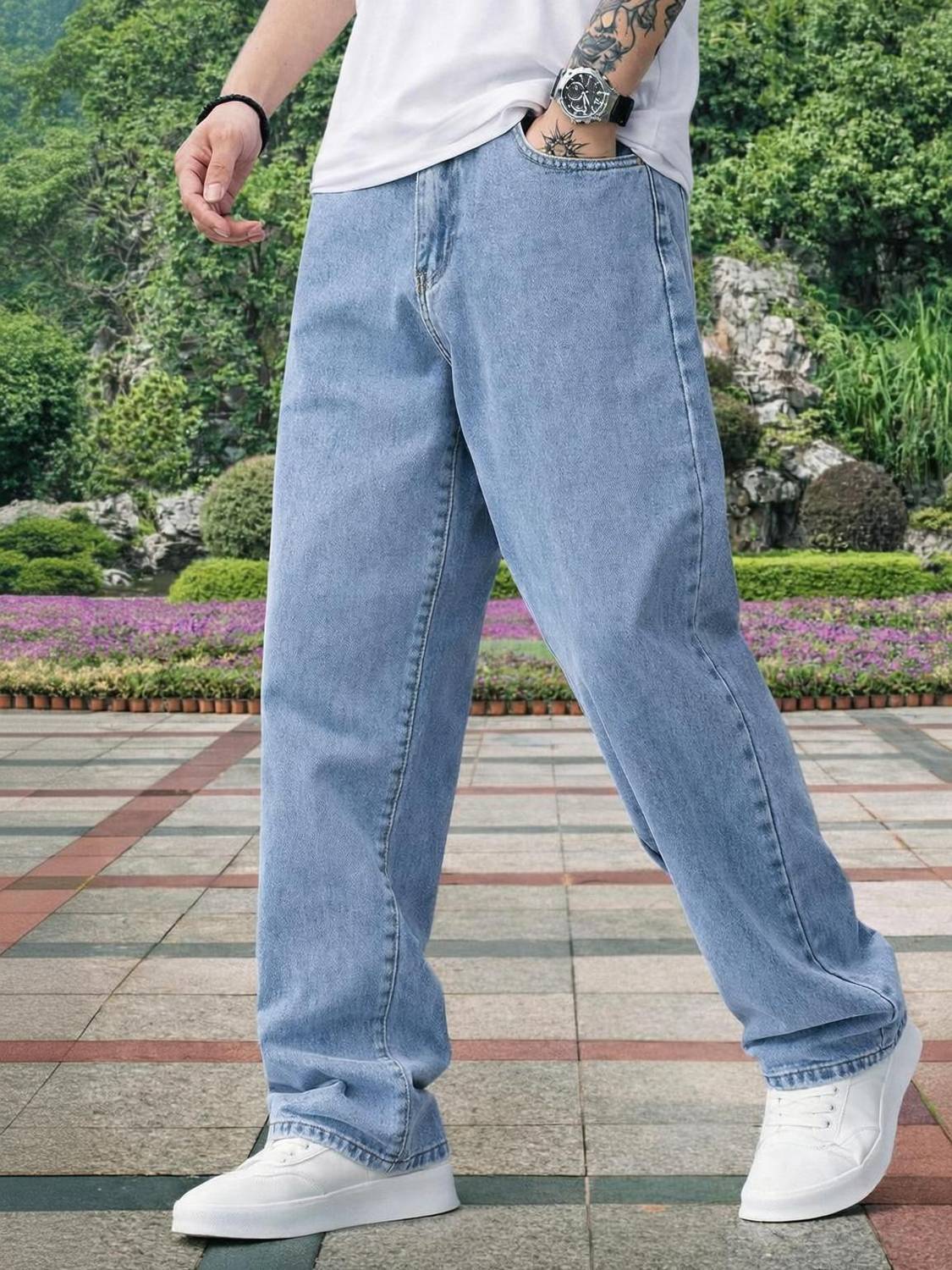 ZARUME Light Blue Straight Fit Jeans - Image 1