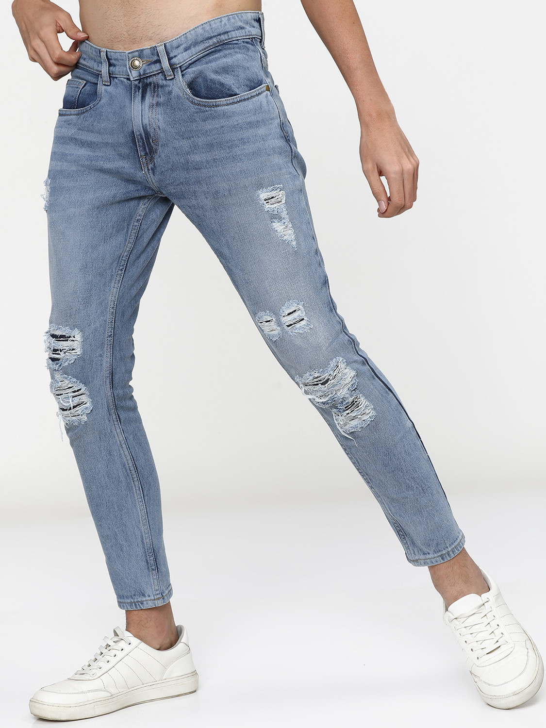 Image of HIGHLANDER Tapered Fit Men Light Blue Jeans