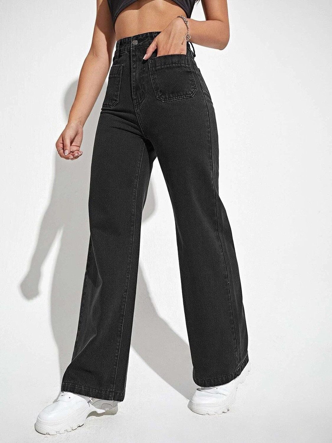 Image of KOTTY Flared Women Black Jeans