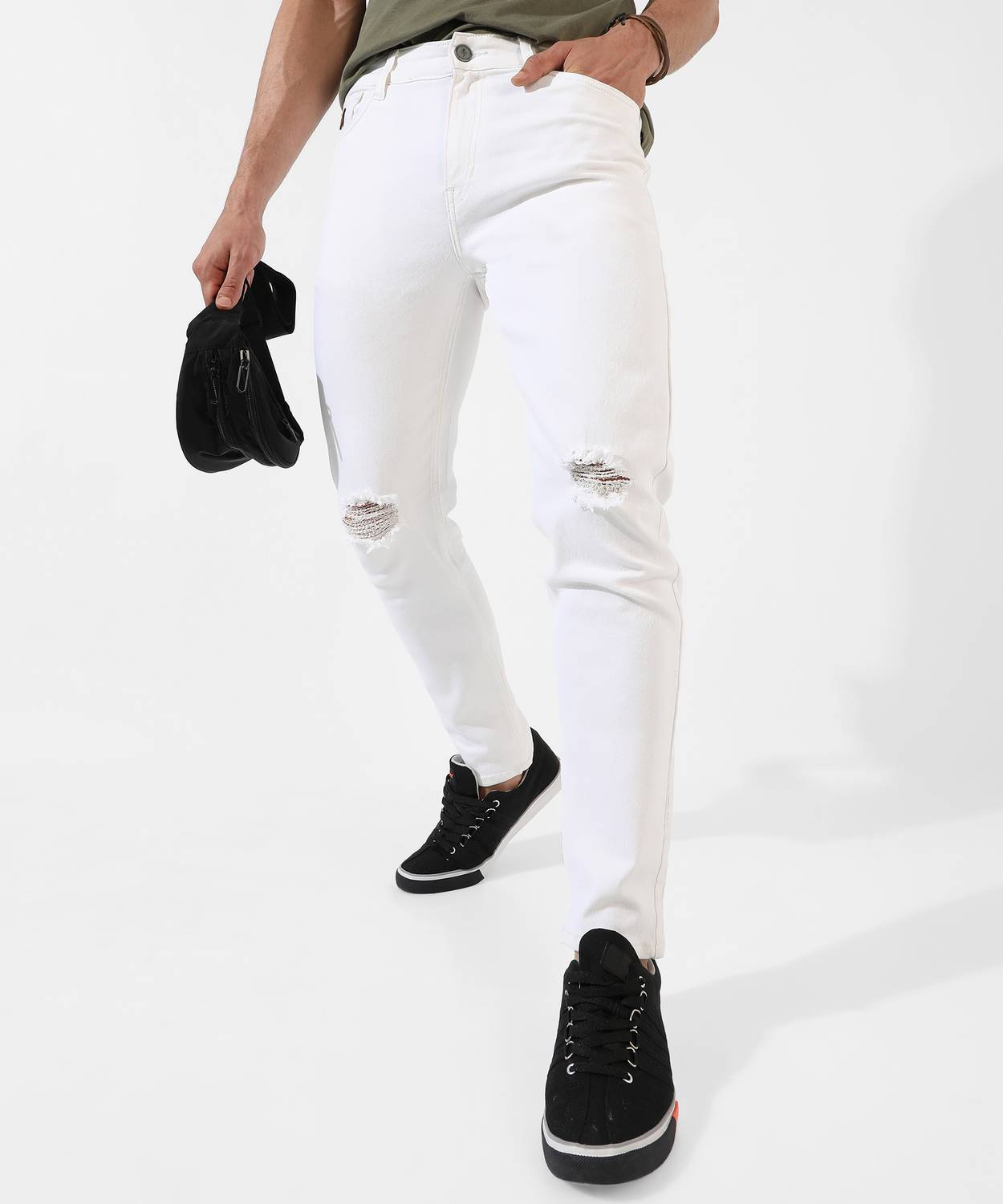 CAHOOT Slim Men White Jeans