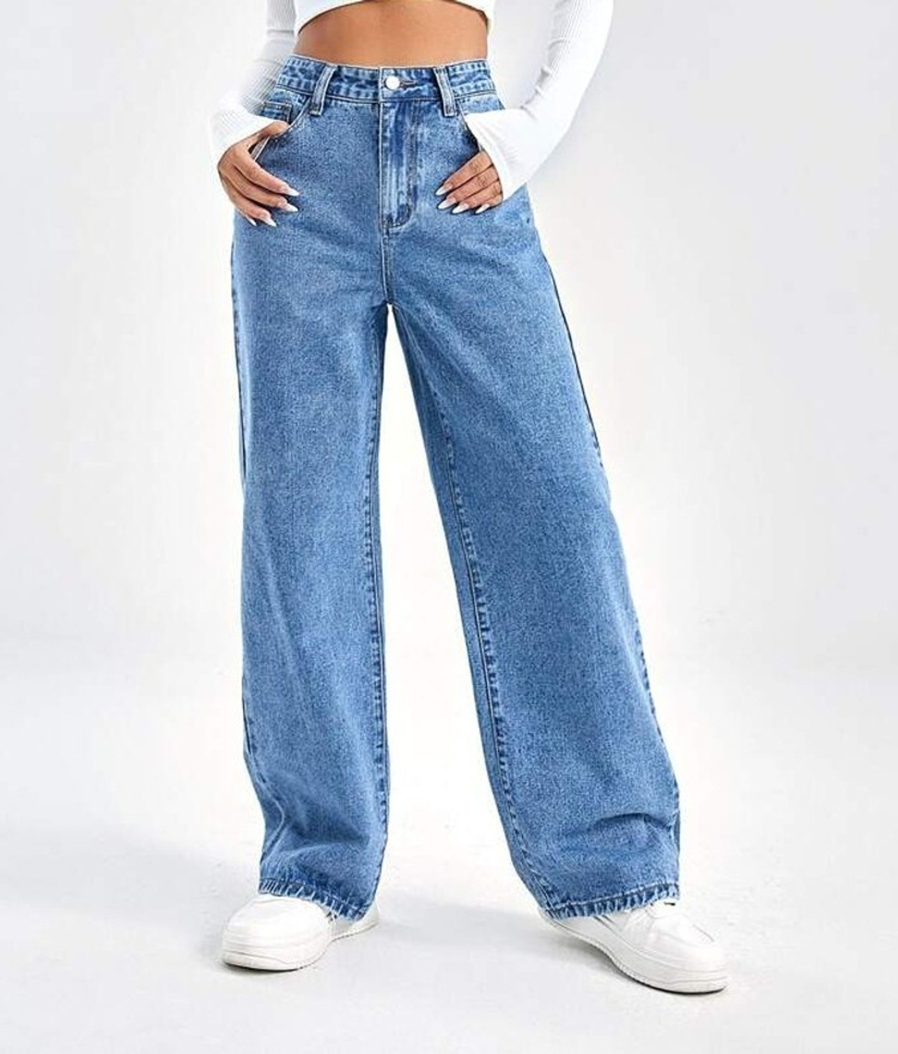 Image of DENIM LOOK Wide Leg Women Light Blue Jeans