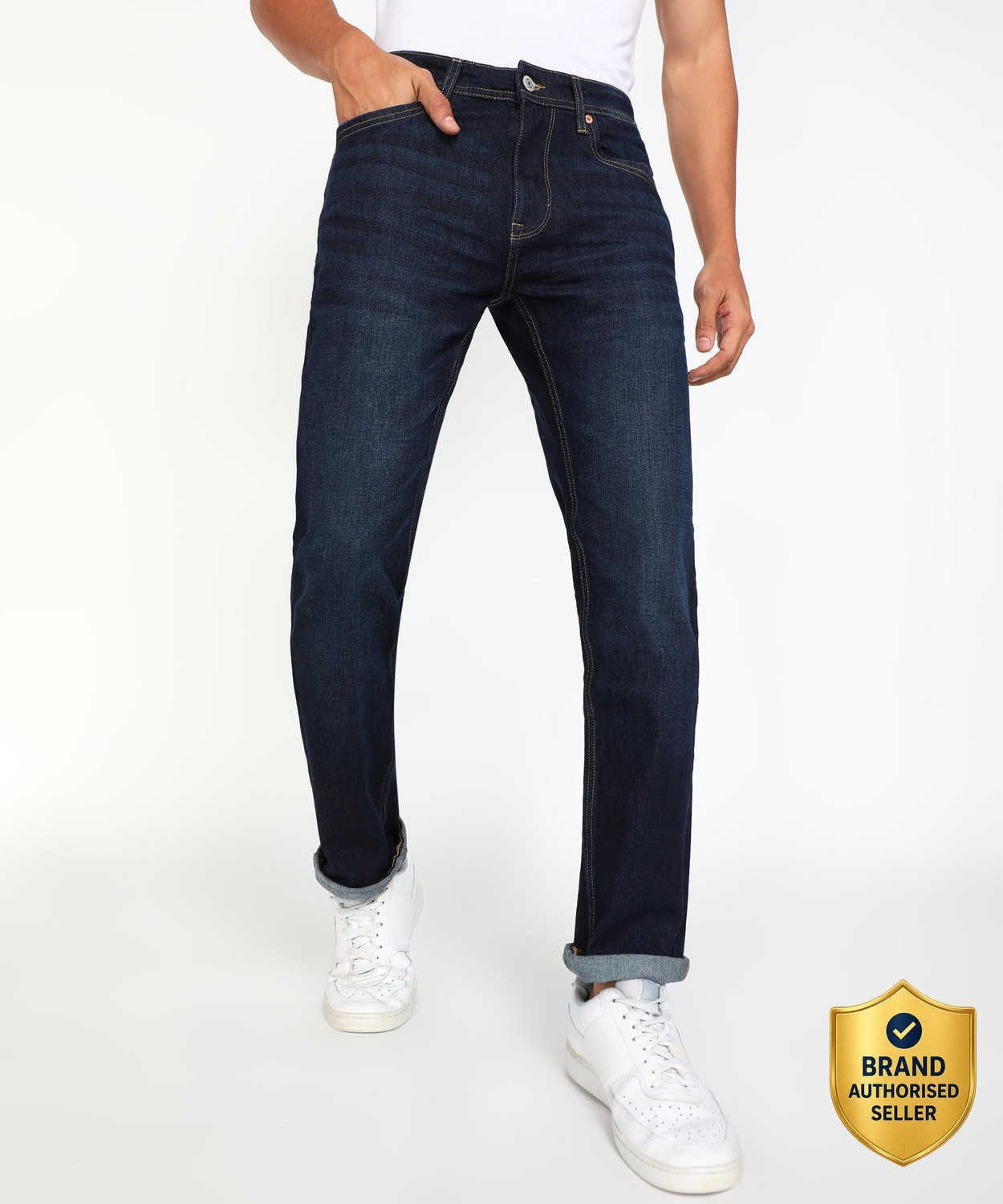 Image of FLYING MACHINE Tapered Fit Men Blue Jeans