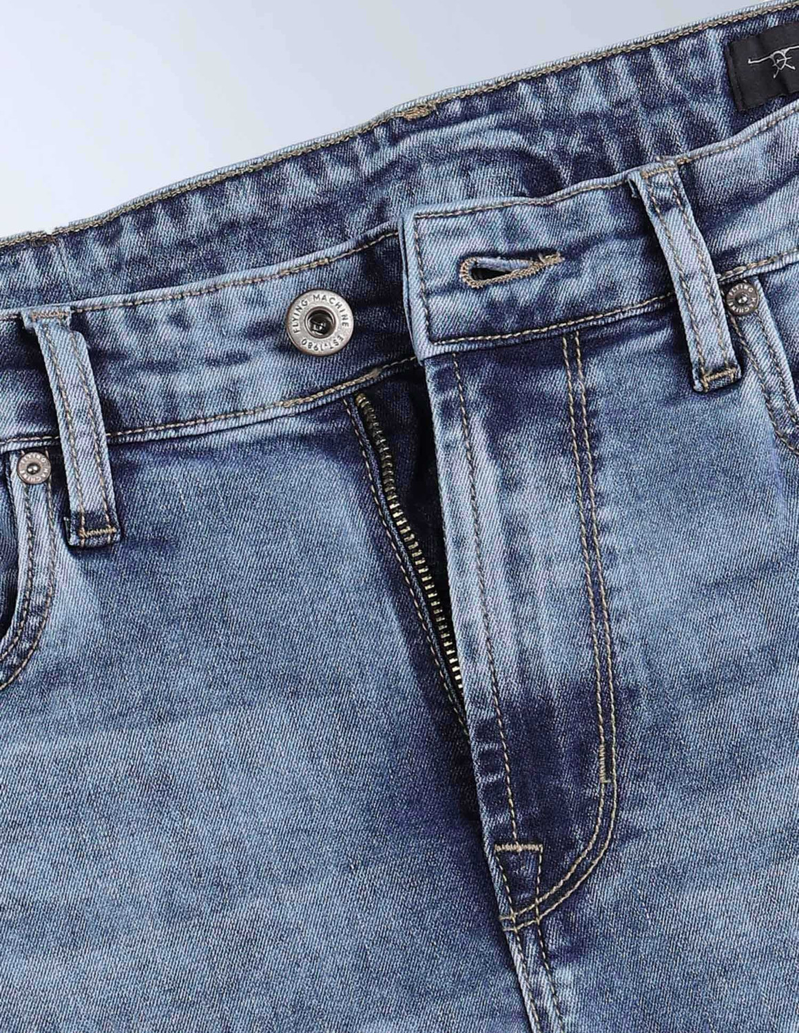 Image of FLYING MACHINE Tapered Fit Men Blue Jeans