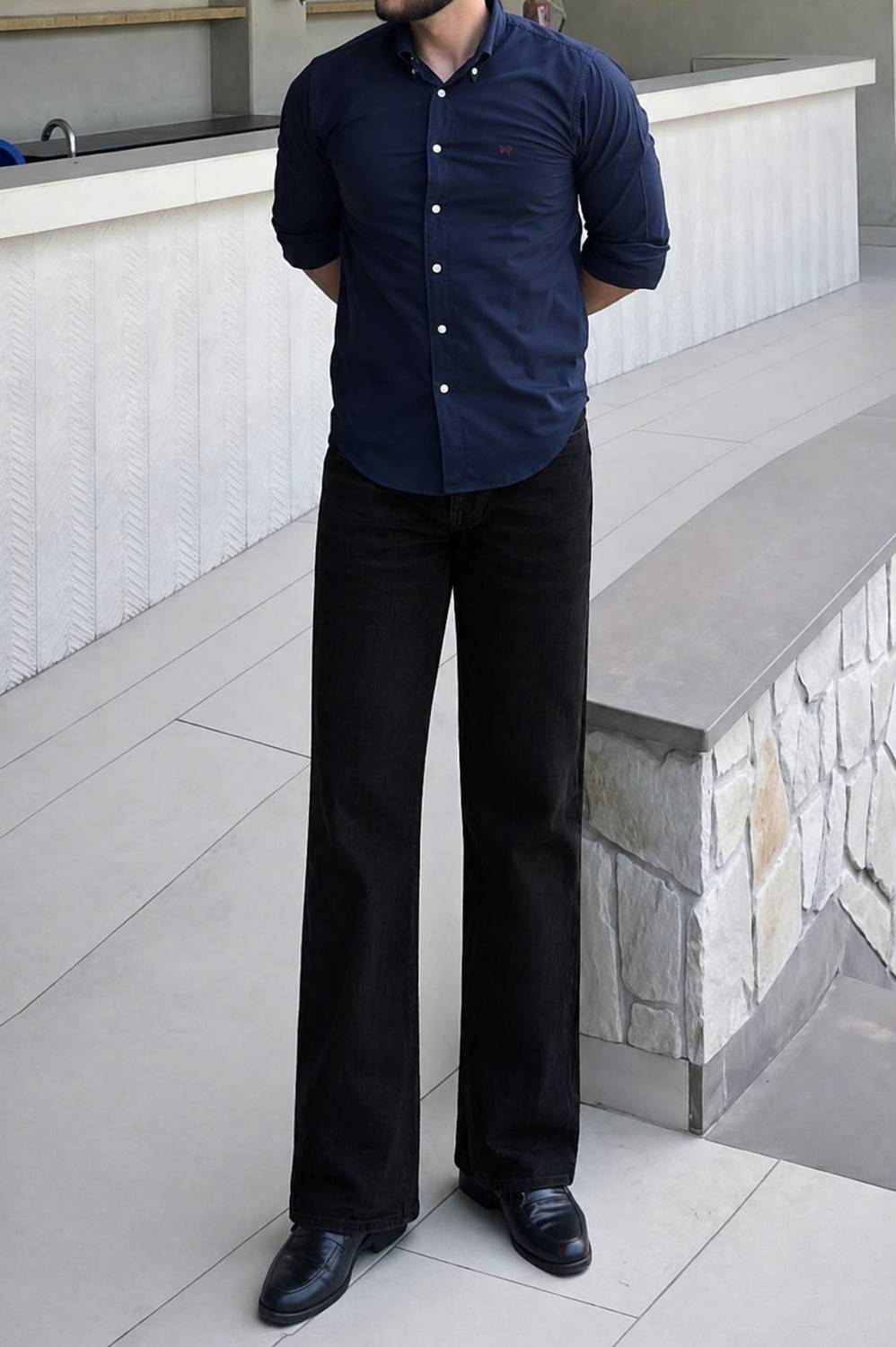 LEVORCE Loose Fit Men Black Jeans