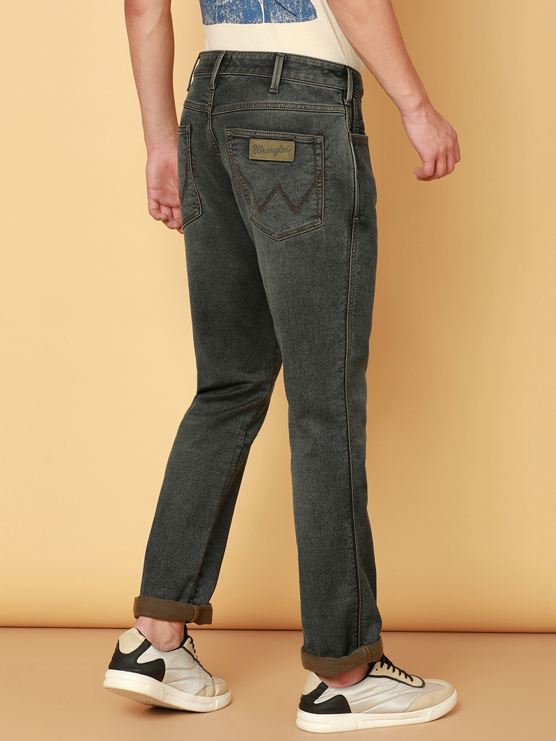 Image of Wrangler Regular Men Grey Jeans
