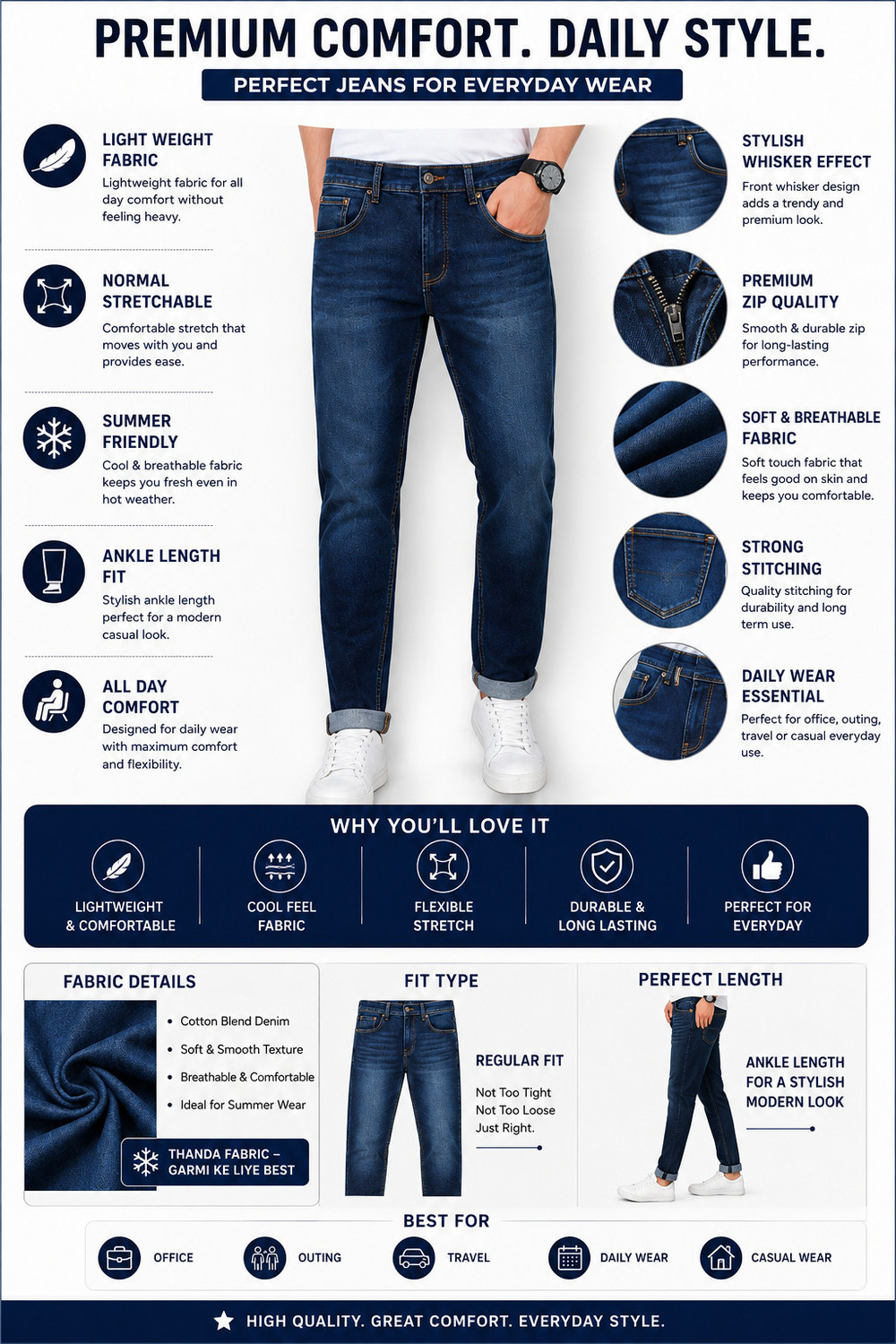 Image of foustreeg Skinny Men Dark Blue Jeans