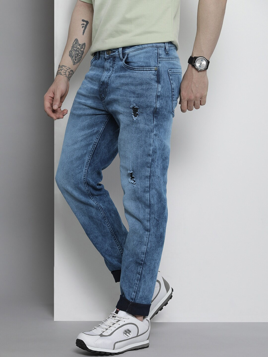 Image of The Indian Garage Co. Slim Men Dark Blue Jeans