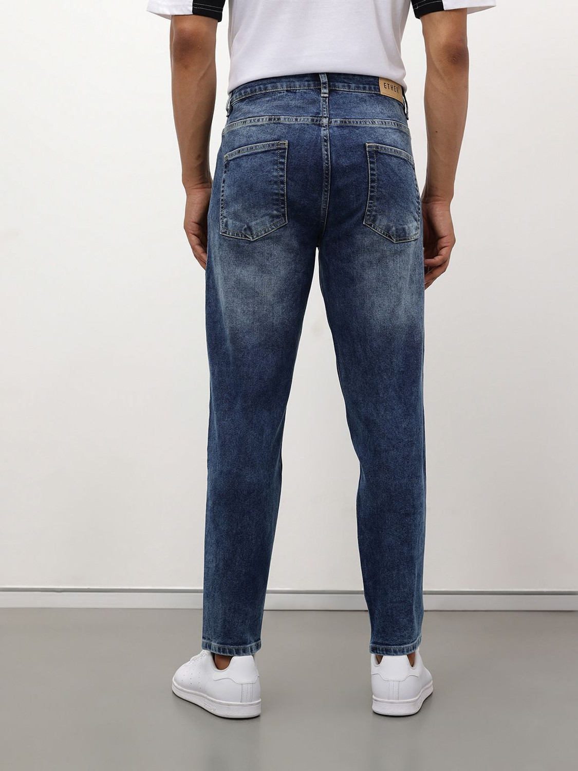 Image of ether Tapered Fit Men Blue Jeans