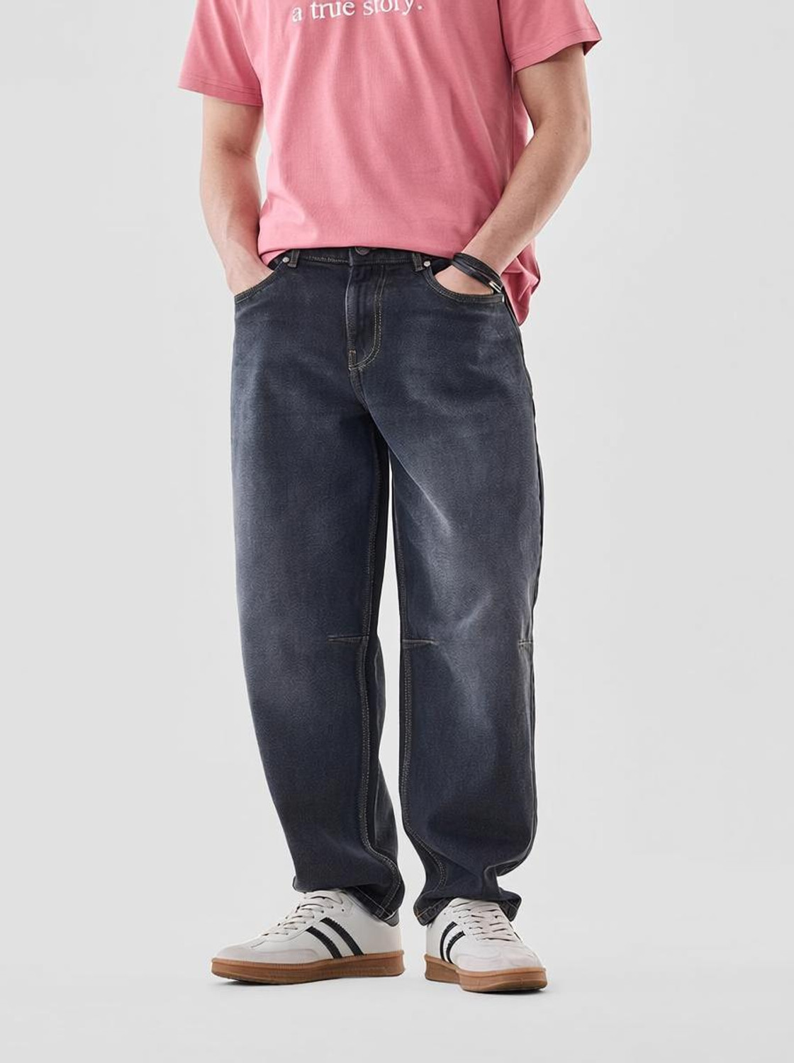 Image of Snitch Relaxed Fit Men Grey, Blue Jeans