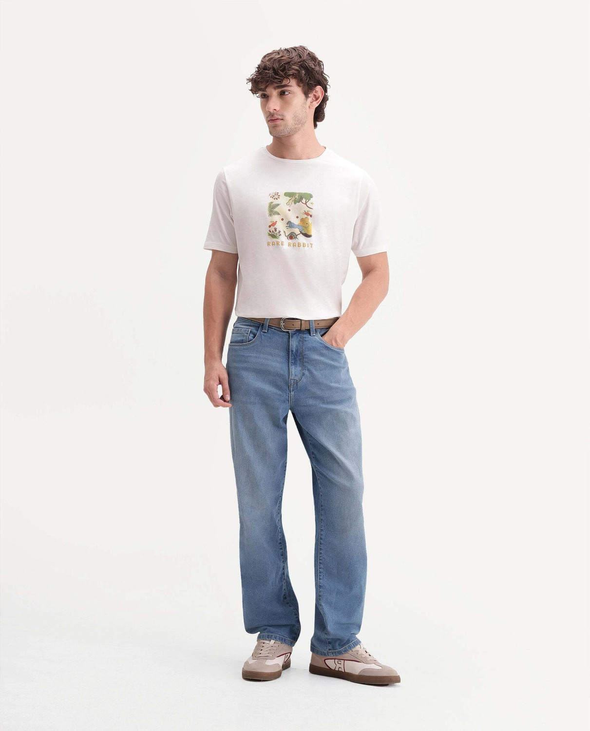 Image of RARE RABBIT Relaxed Fit Men Blue Jeans