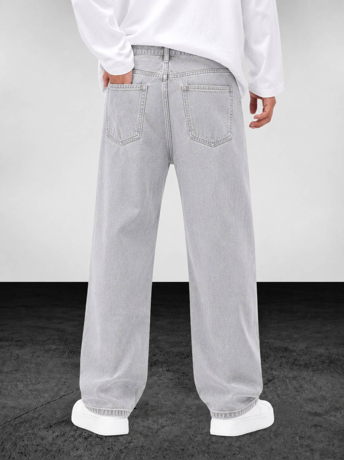 MAVRYK Baggy Fit Men Grey Jeans - Image 3