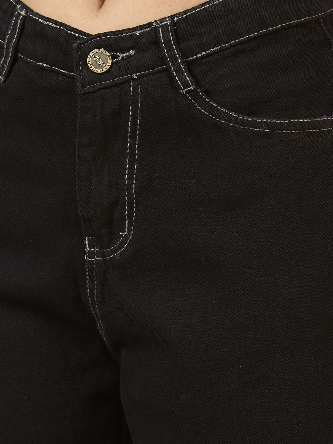 Image of 3BUTTERFLIES Flared Women Black Jeans