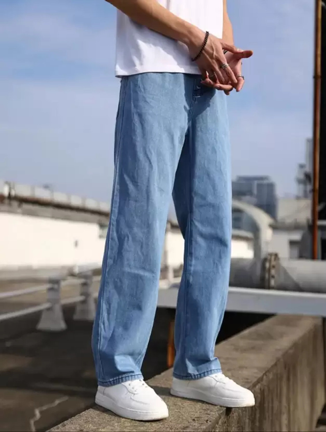 Image of Nalaka Loose Fit Men Light Blue Jeans