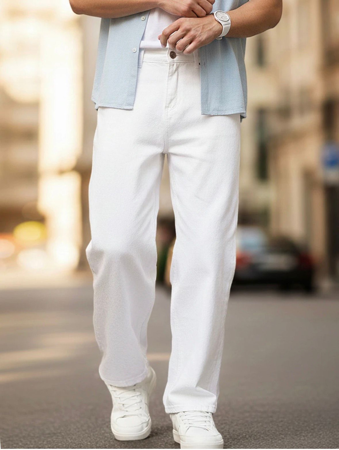 Image of SELL4U Loose Fit Men White Jeans