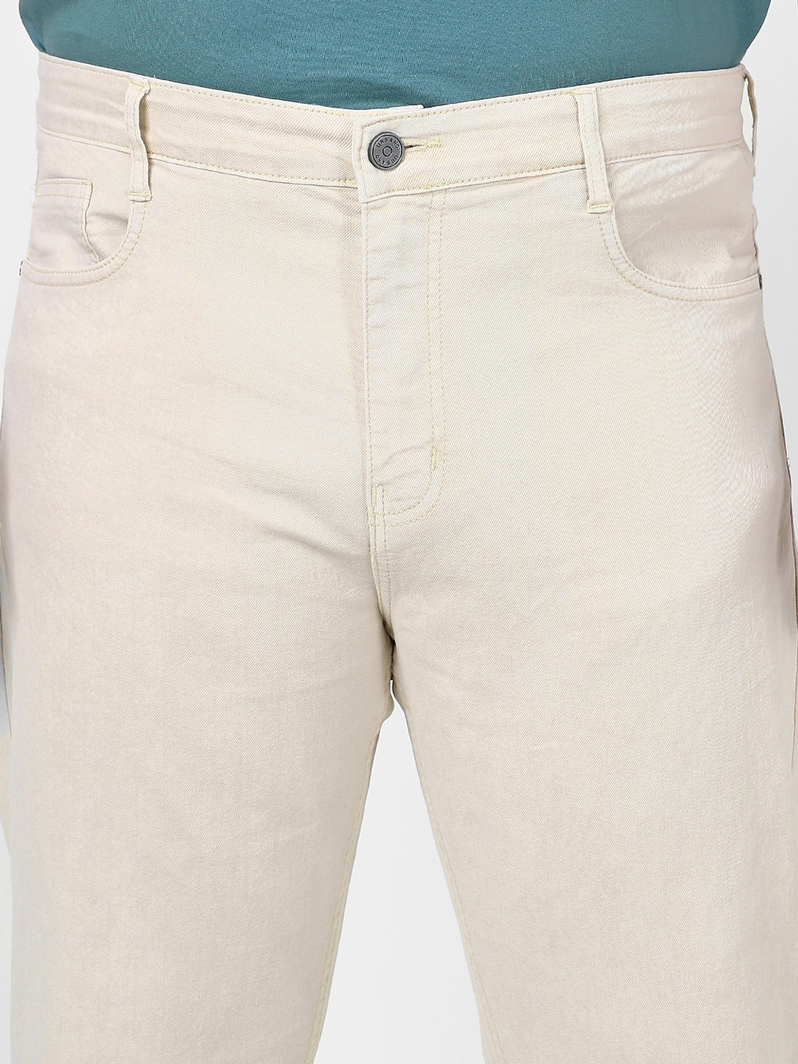 Image of Urbano Plus Straight Fit Men Beige Jeans