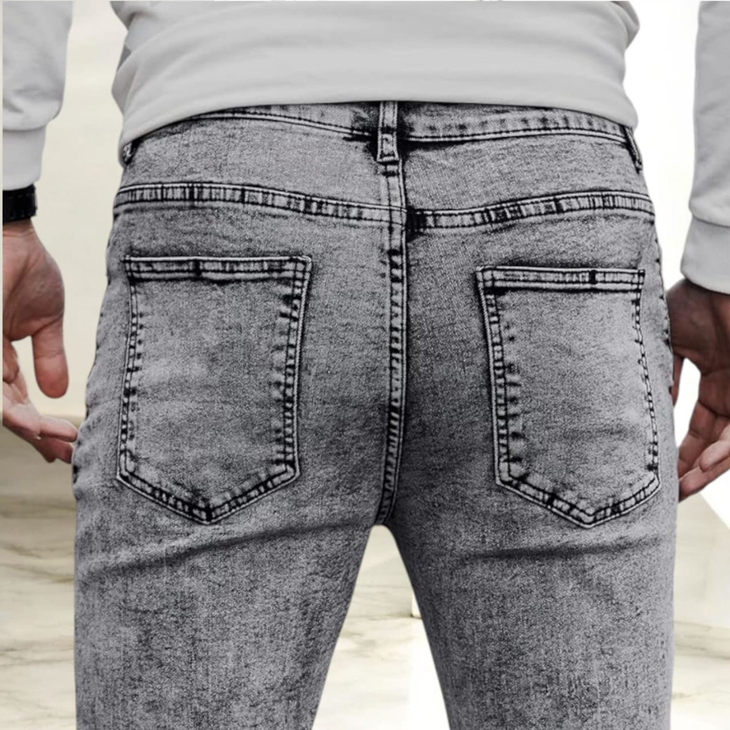 Image of AIRCRAFTJEANS Relaxed Fit Men Grey Jeans