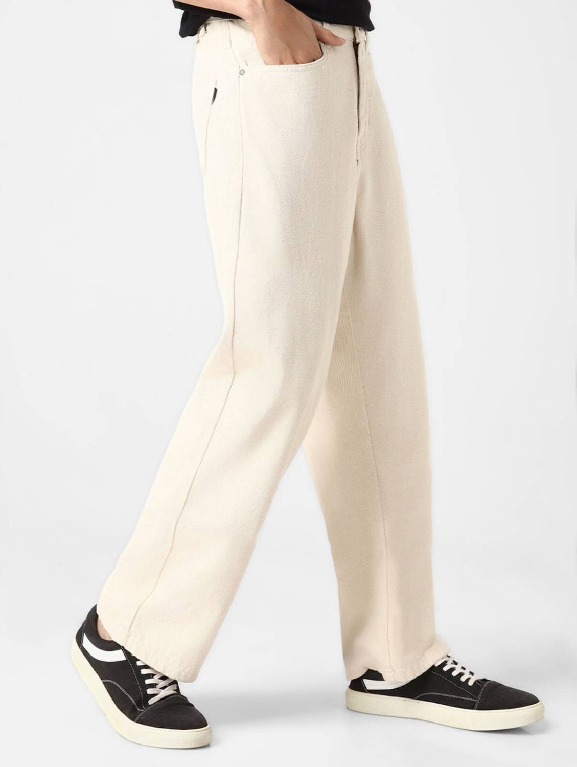 PERISFASHION Loose Fit Men Beige Jeans - Image 4