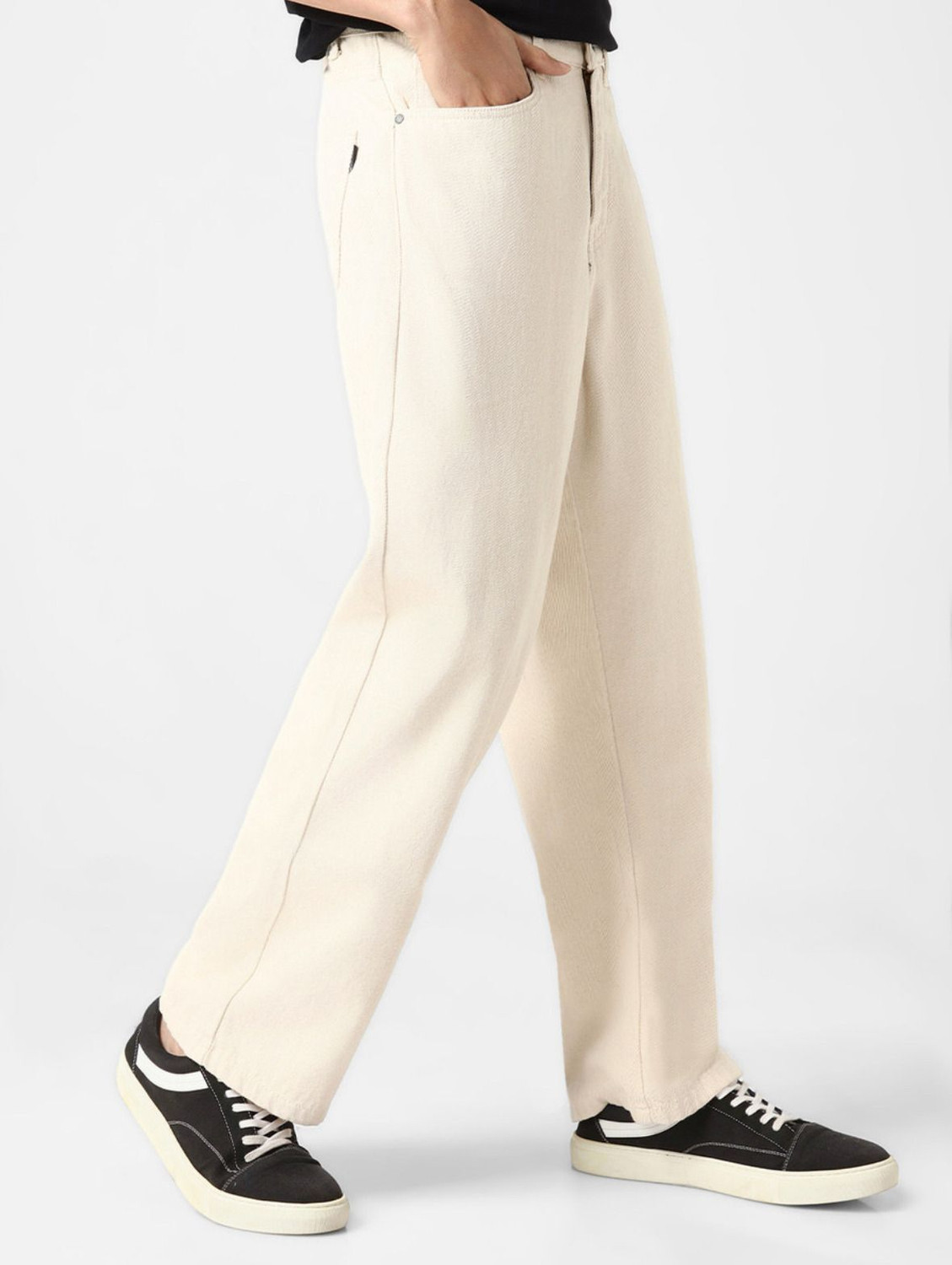 Image of PERISFASHION Straight Fit Men Beige Jeans