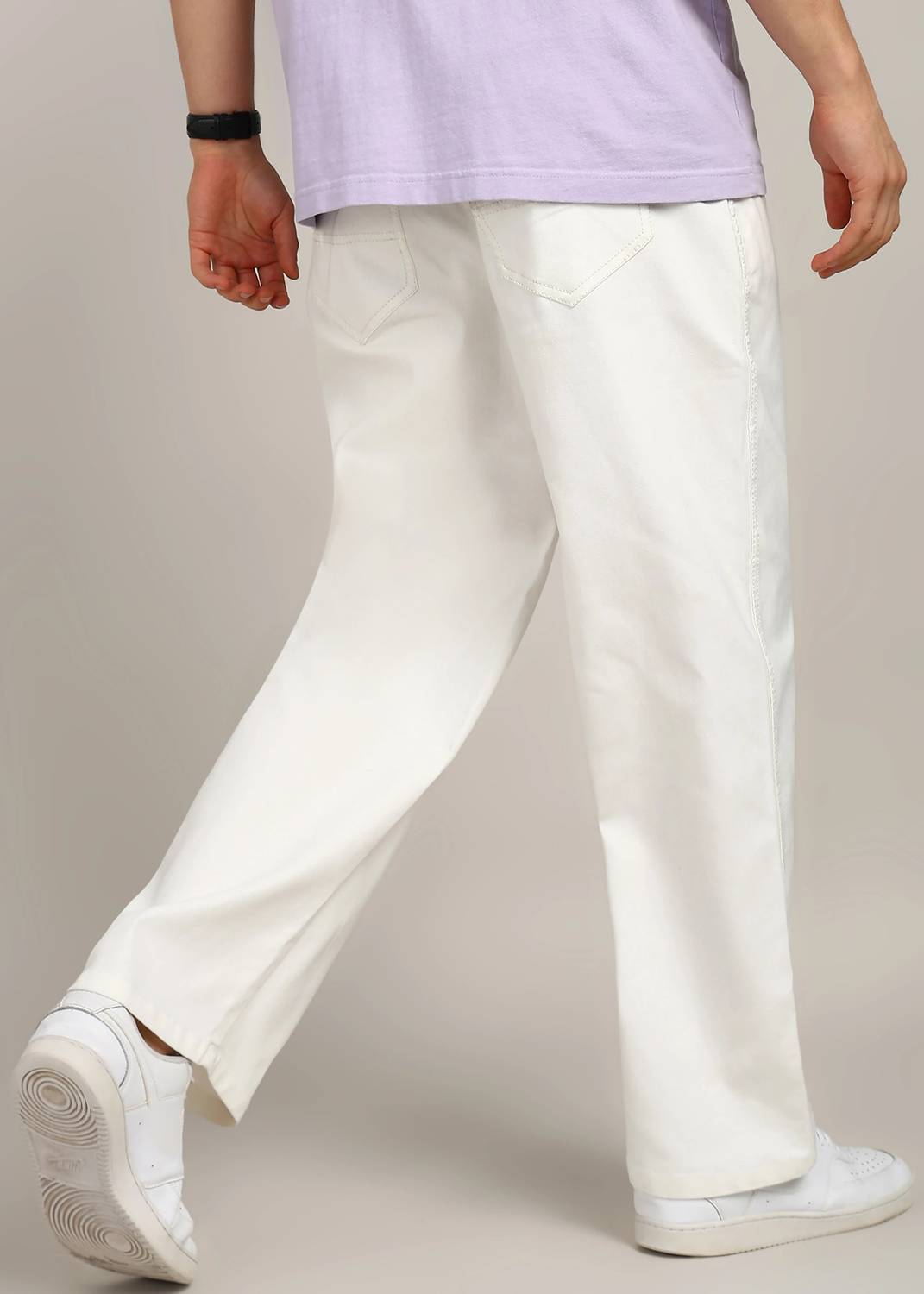 MONTREZ Straight Fit Men White Jeans - Image 2