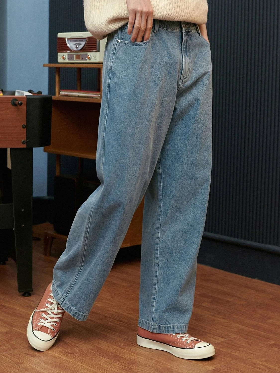 Image of KOTTY Loose Fit Men Light Blue Jeans