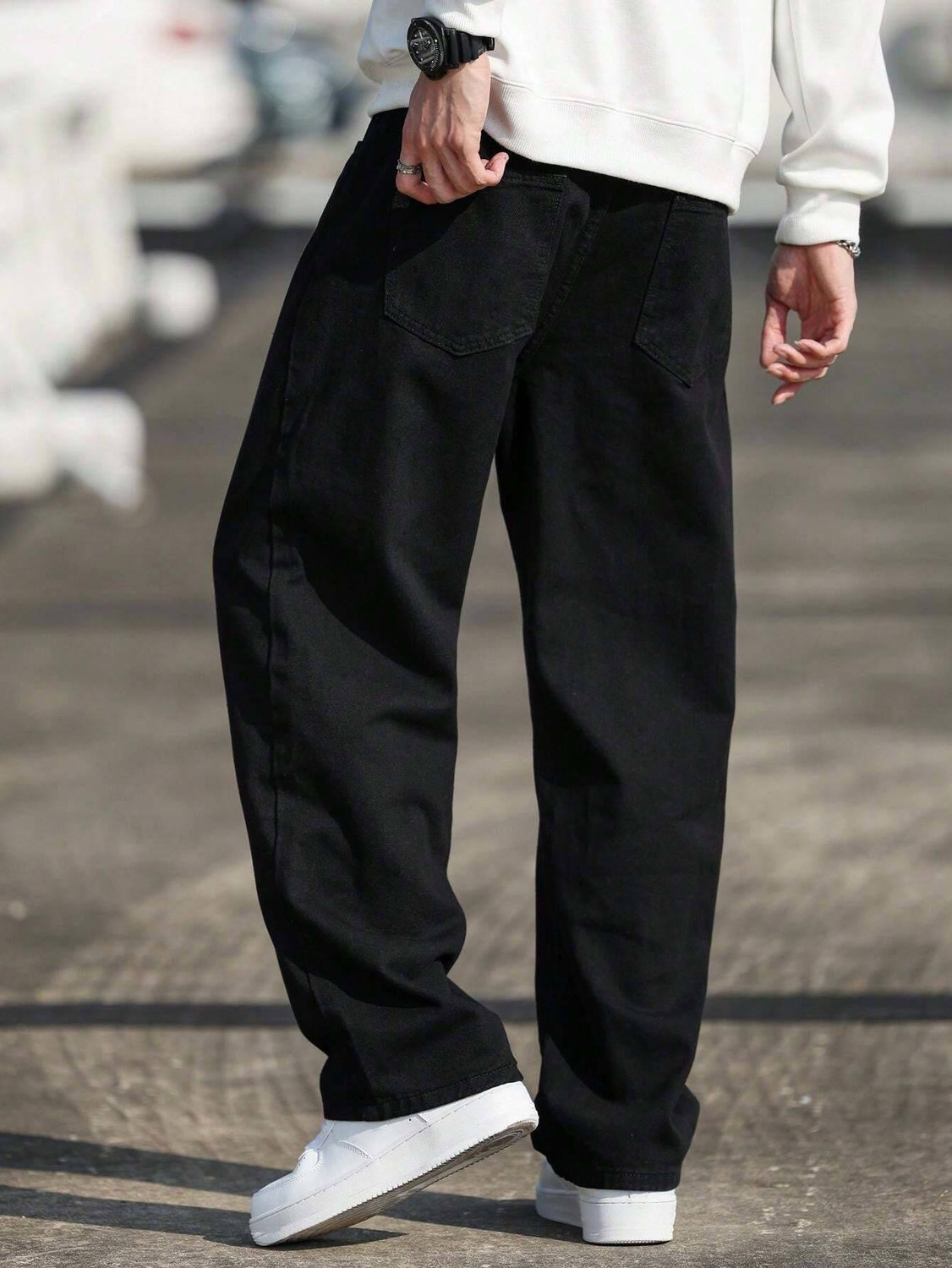 Image of DENIM LOOK Loose Fit Men Black Jeans