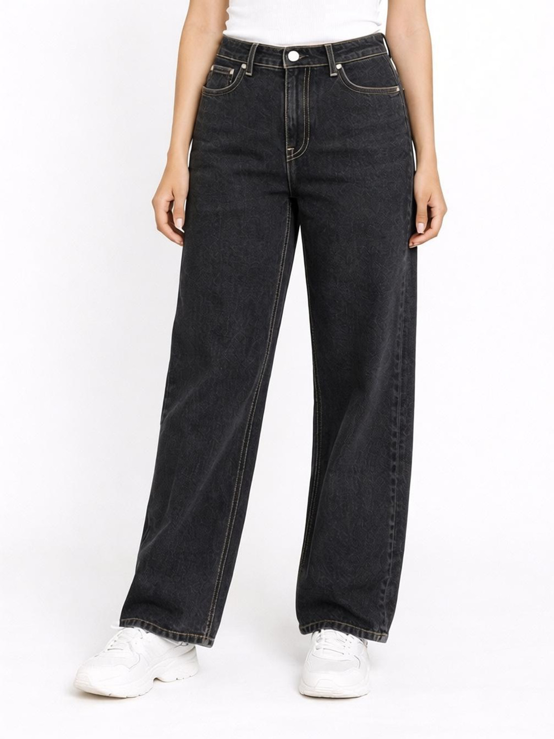 Image of RUFFKUT Women Loose Fit Mid Rise Black Jeans