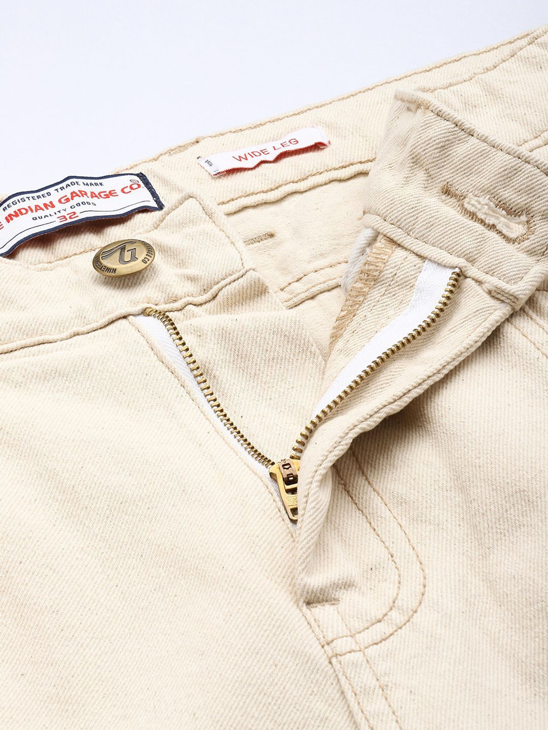 Image of The Indian Garage Co. Loose Fit Men White Jeans