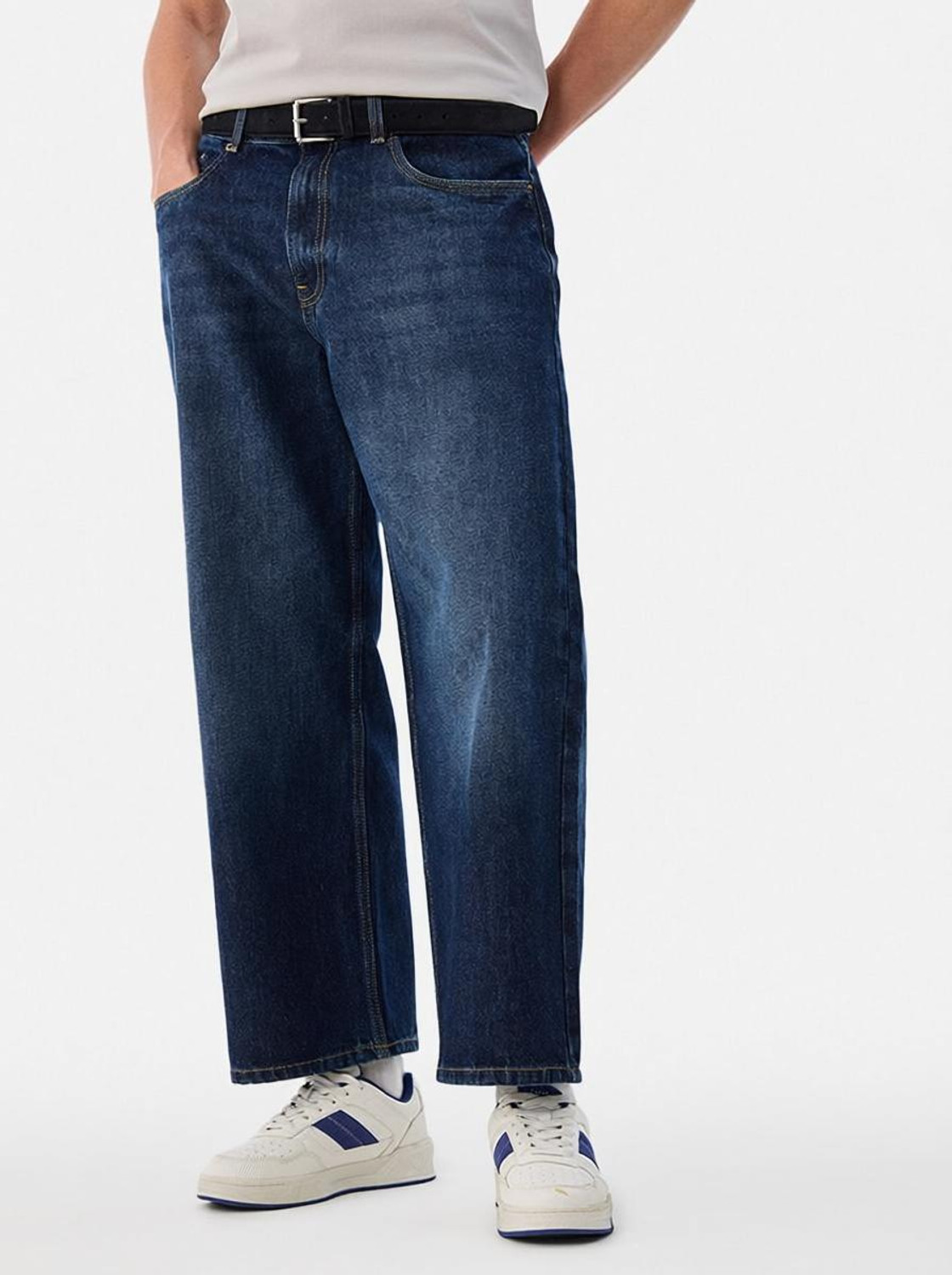 Image of Snitch Relaxed Fit Men Dark Blue Jeans