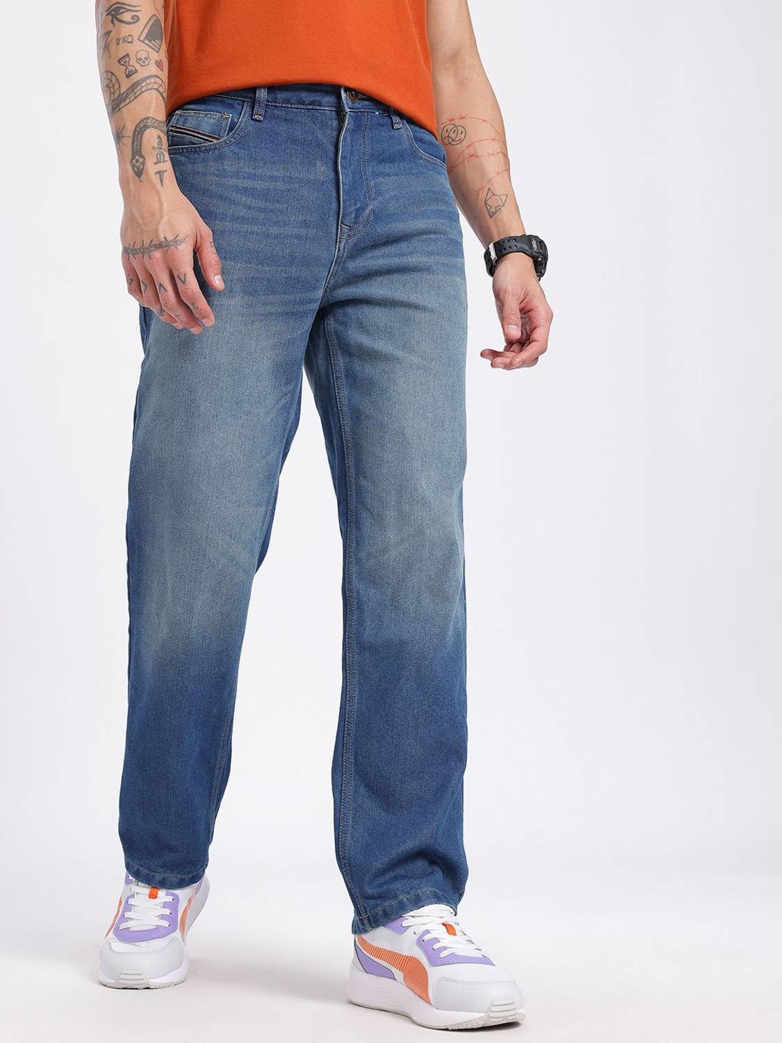 Glitchez Straight Fit Men Blue Jeans - Image 2