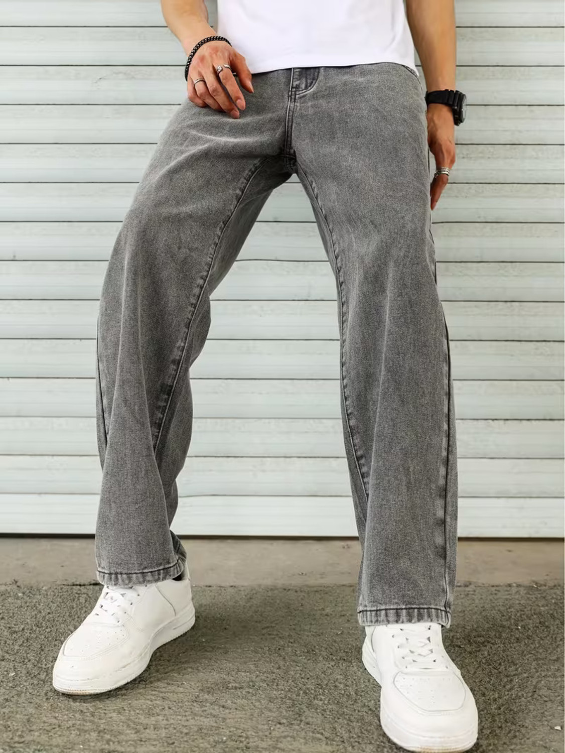 Image of DENIM4MEN Straight Fit Men Grey Jeans