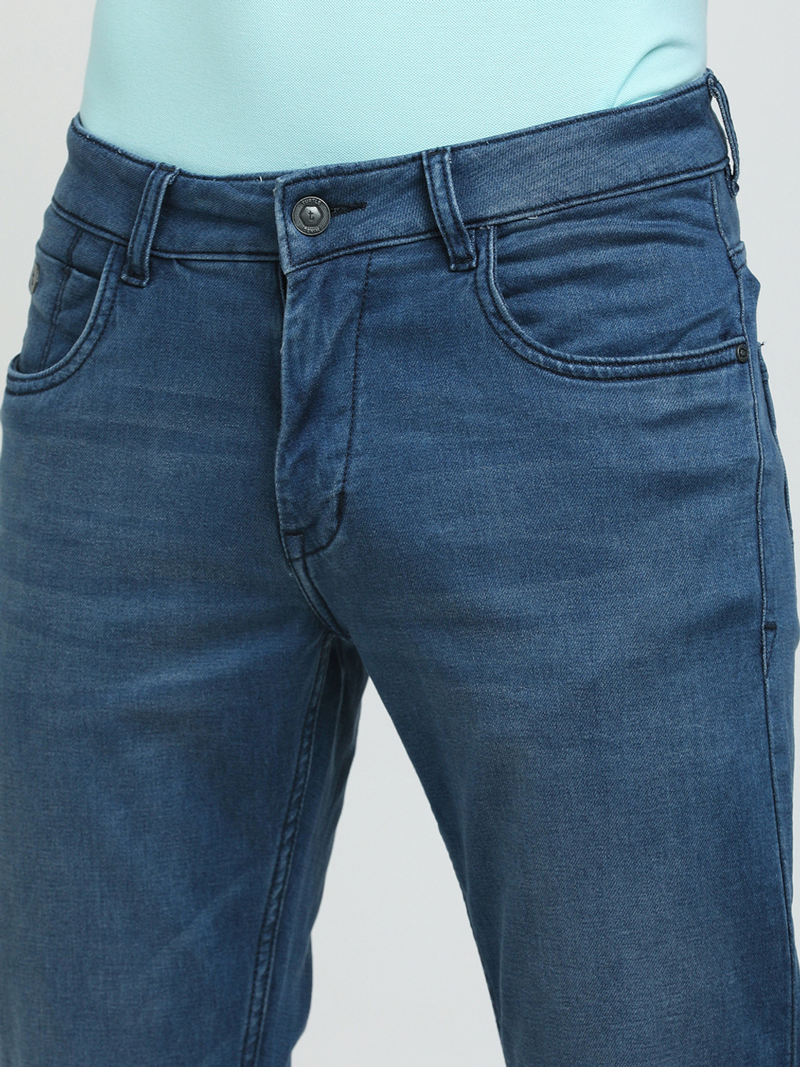 Image of TURTLE Tapered Fit Men Blue Jeans