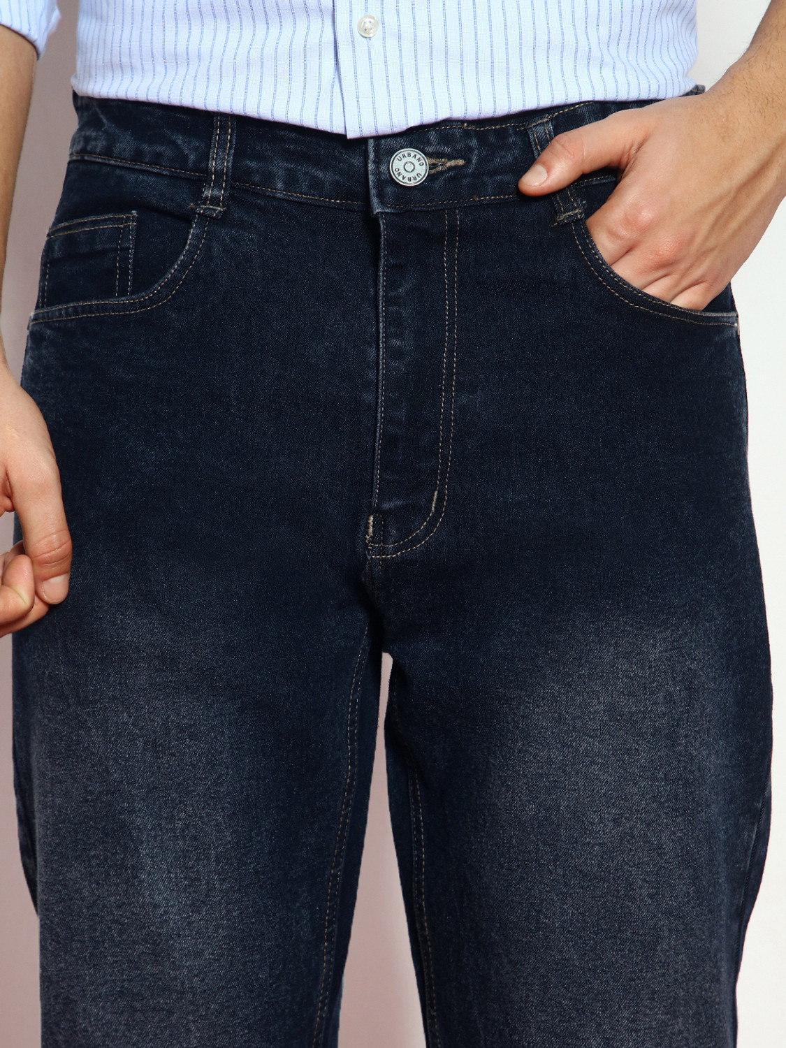 Image of Urbano Fashion Straight Fit Men Dark Grey Jeans