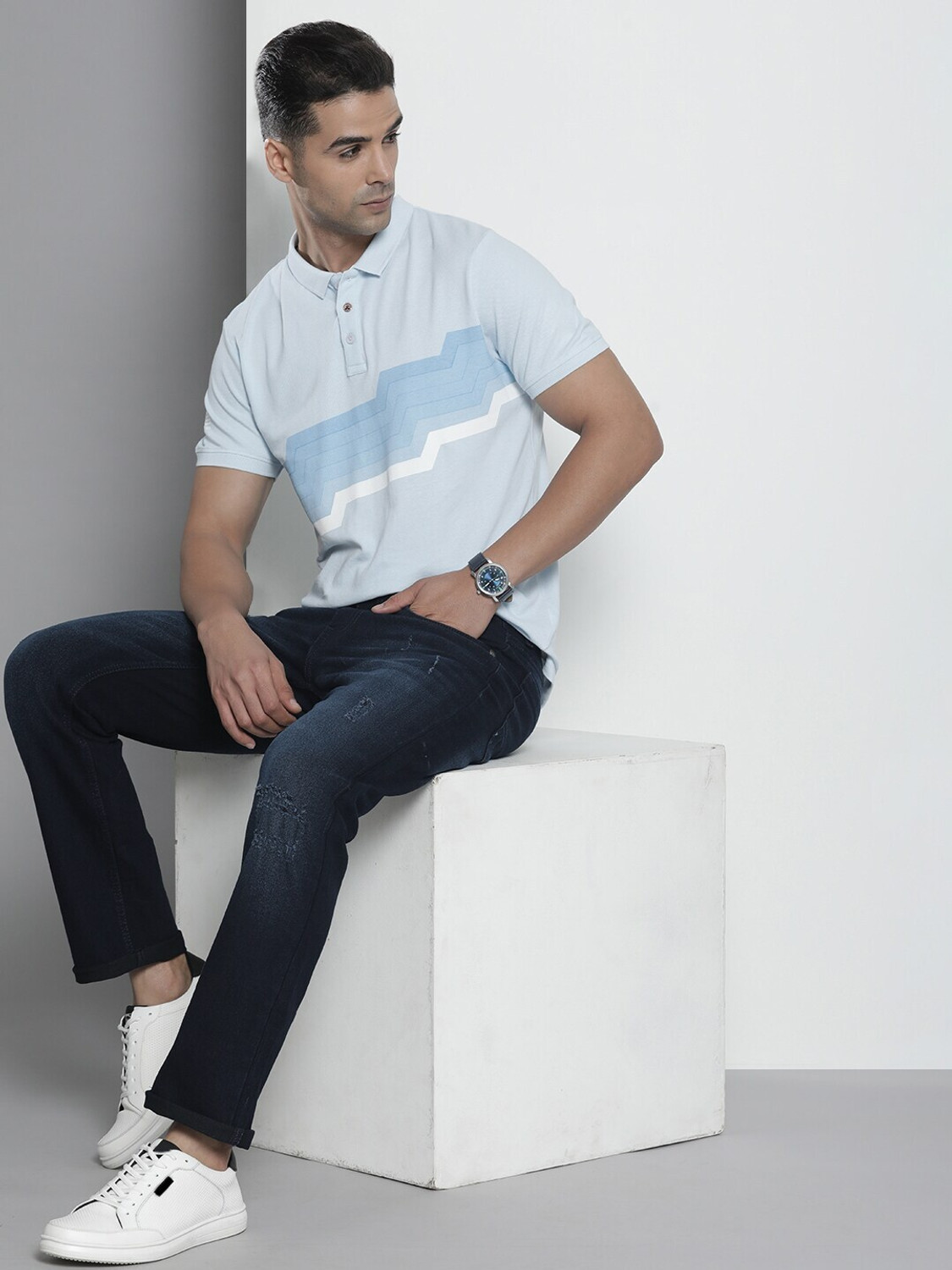 Image of The Indian Garage Co. Slim Men Blue Jeans