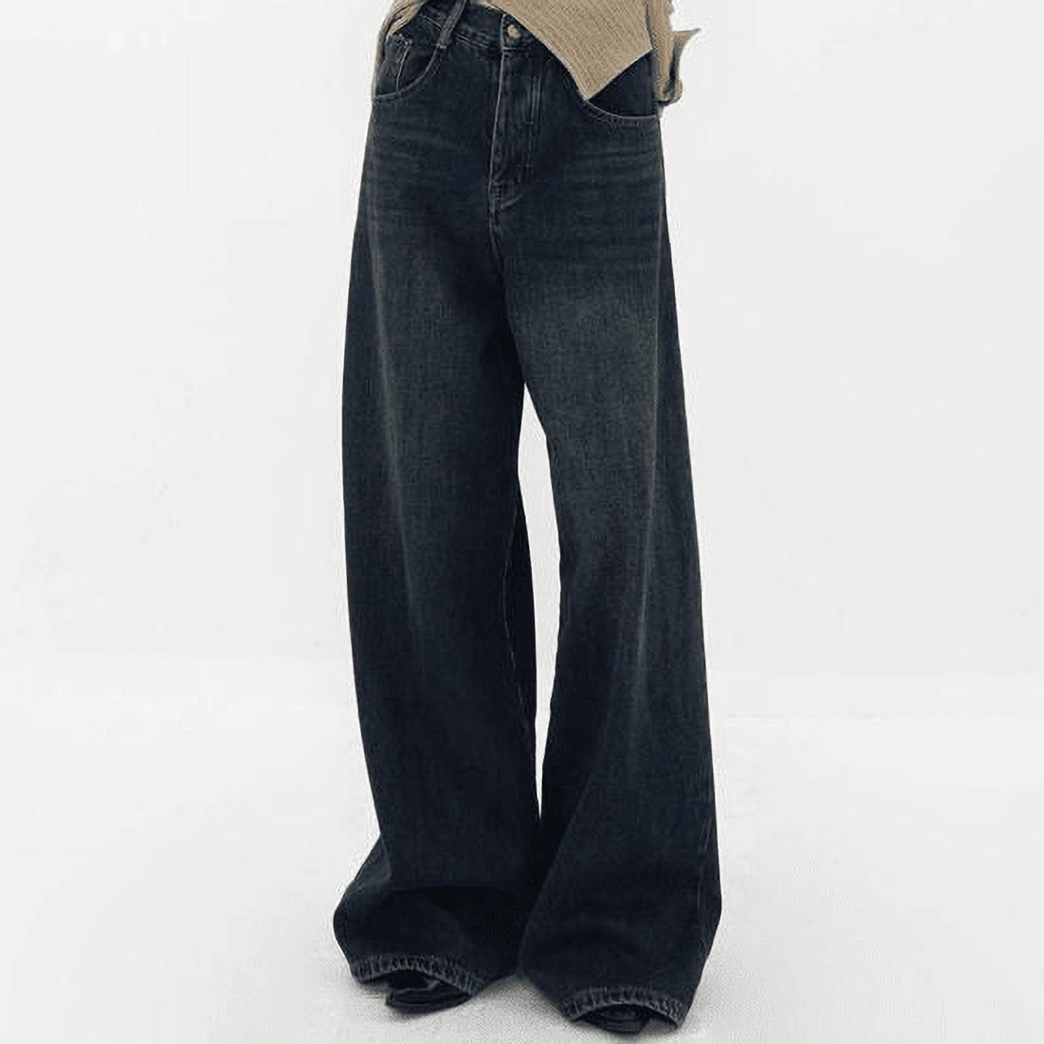 AAV2 Women Dark Blue Wide Leg Jeans - Image 3