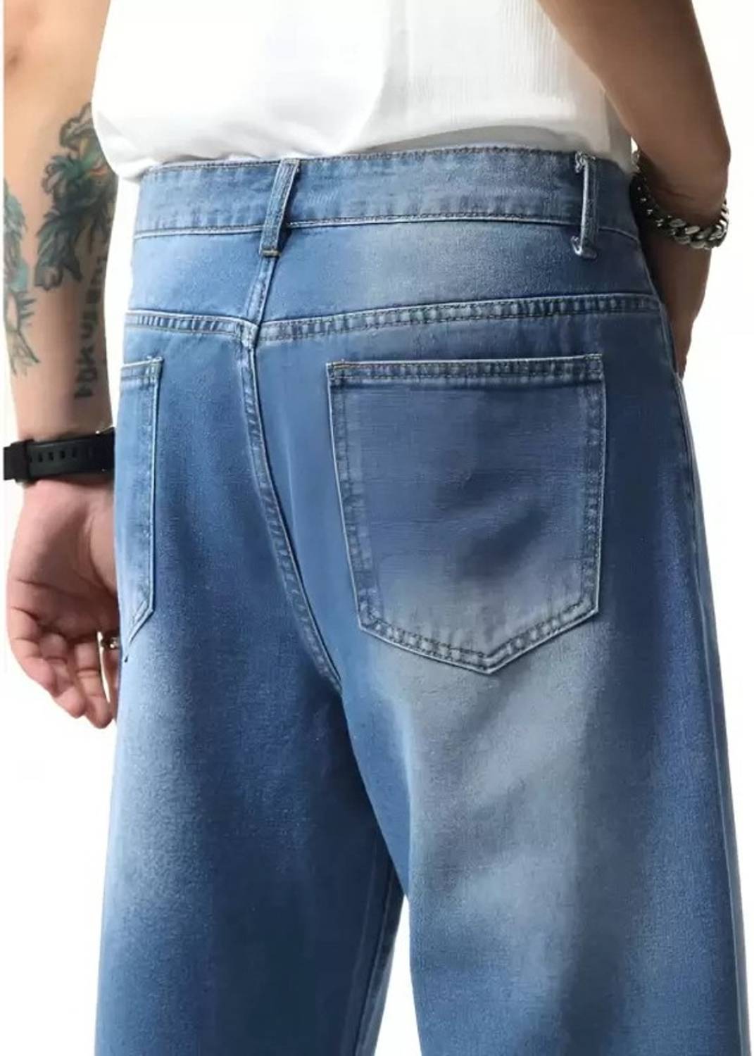 Playfeel Loose Fit Men Blue Jeans - Image 4