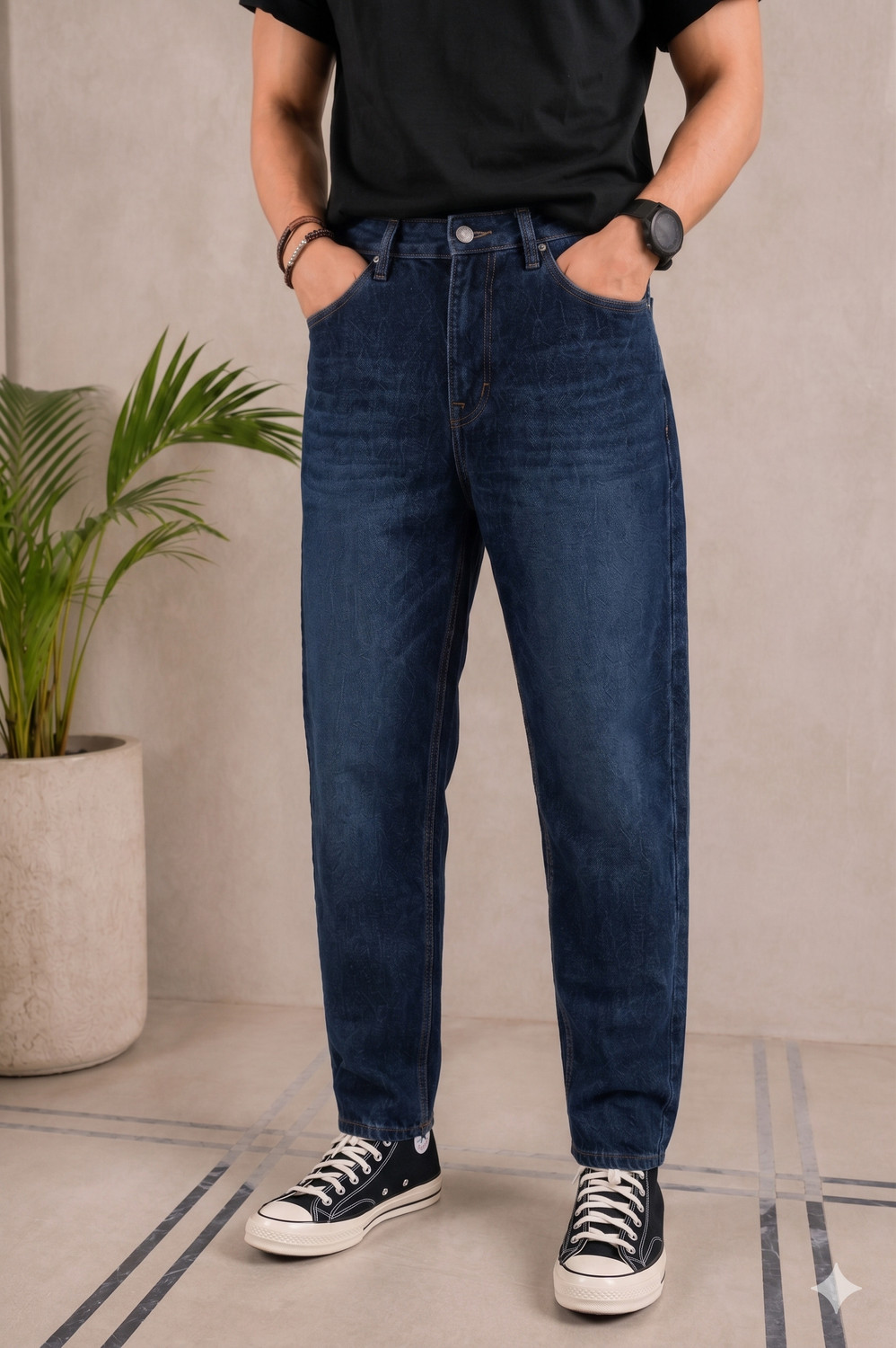 Image of PODGE Mom Fit Men Dark Blue Jeans