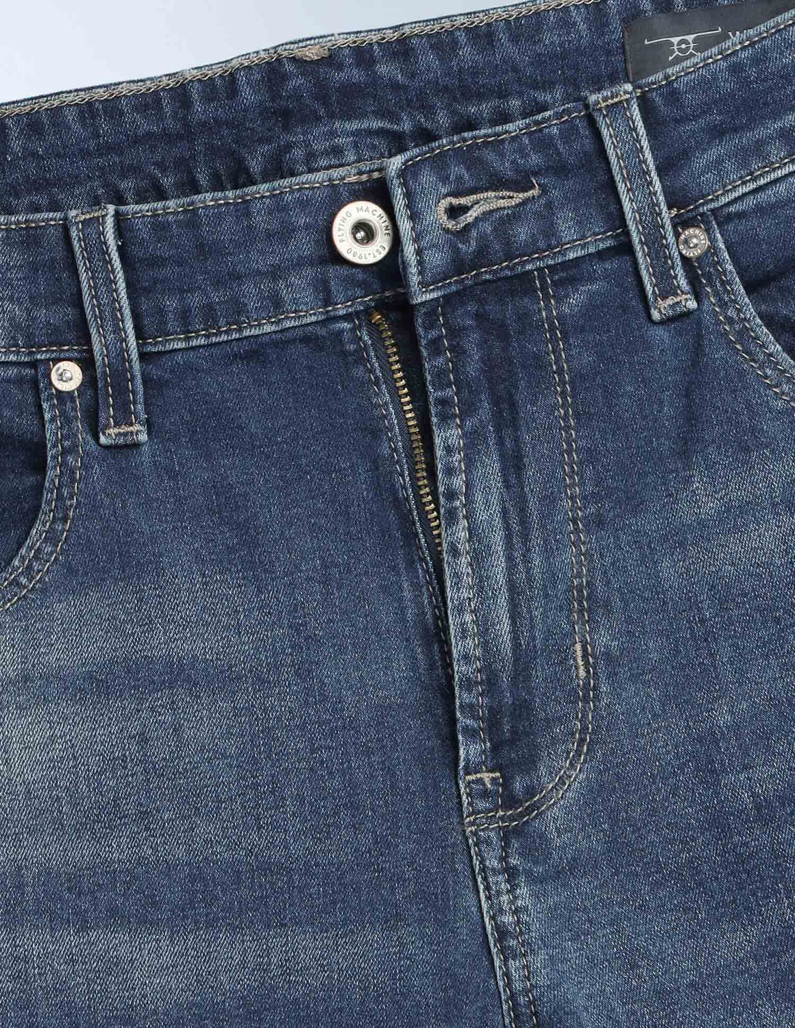 Image of FLYING MACHINE Tapered Fit Men Blue Jeans
